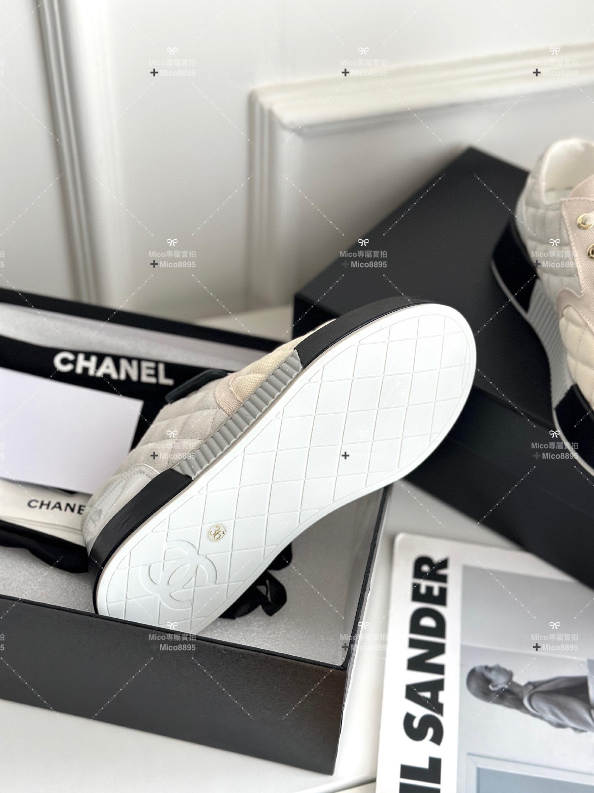 Chanel 黑白撞色 菱格厚底麵包鞋/休閒鞋 35-39