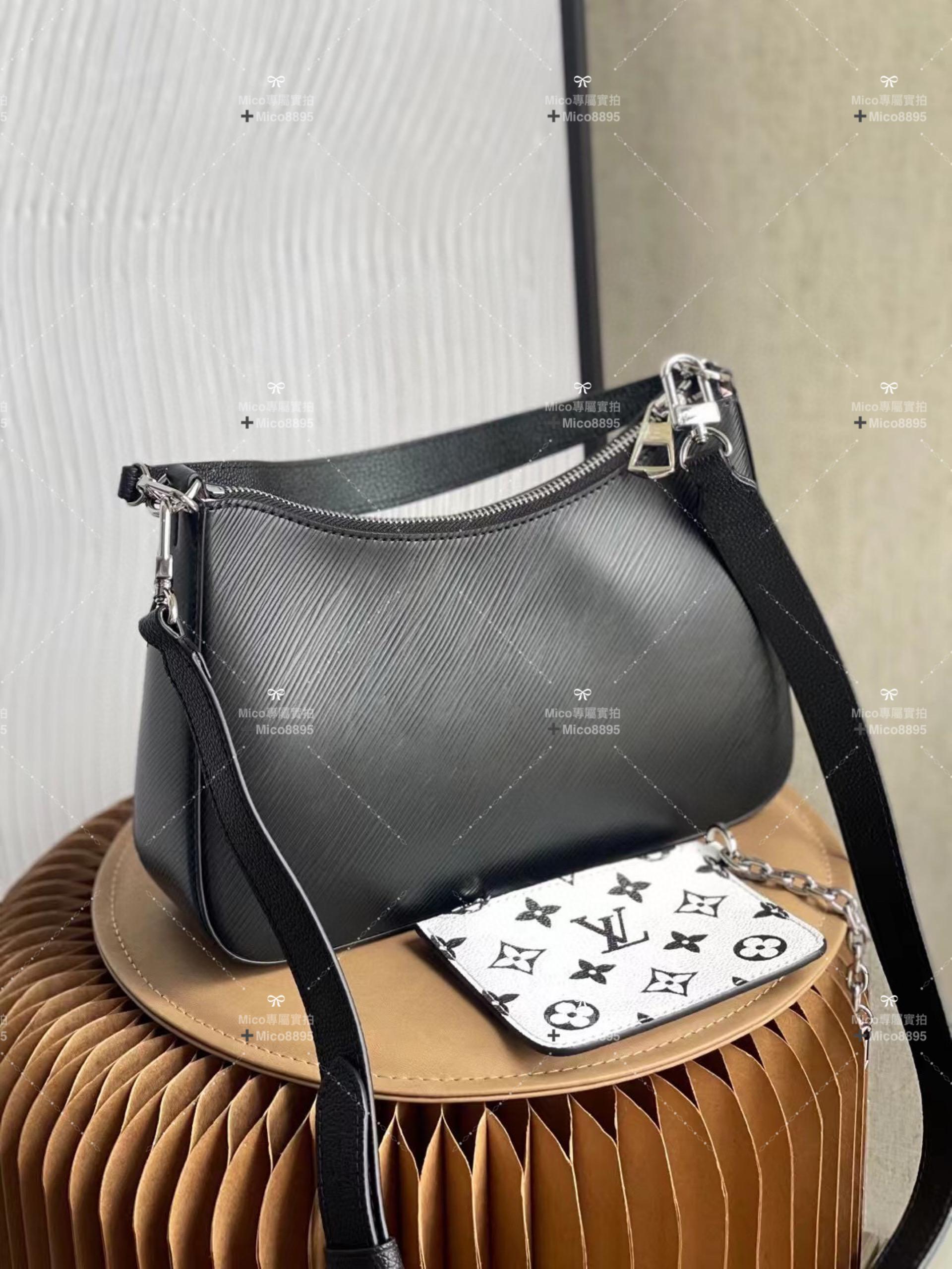 LV 黑色水波紋 epi皮革 MARELLE 手袋 25cm