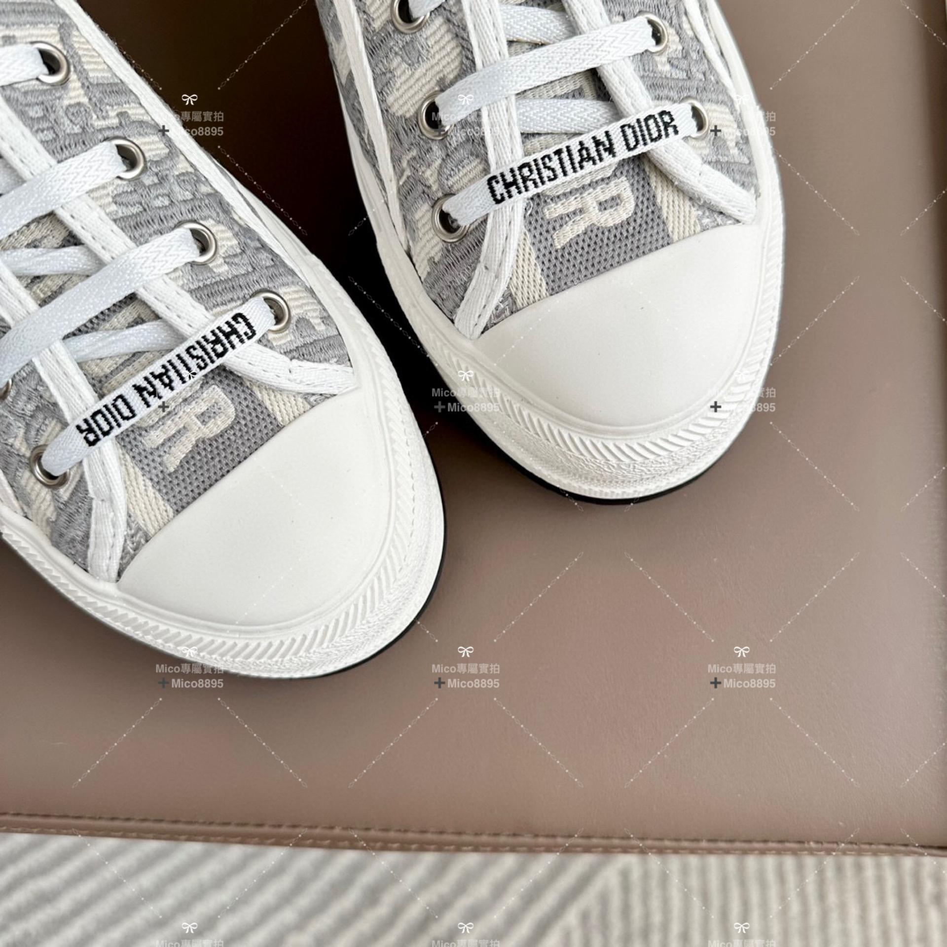 Dior迪奧Walk'n系列 老花 刺繡 厚底帆布鞋 情侶款 休閒運動鞋