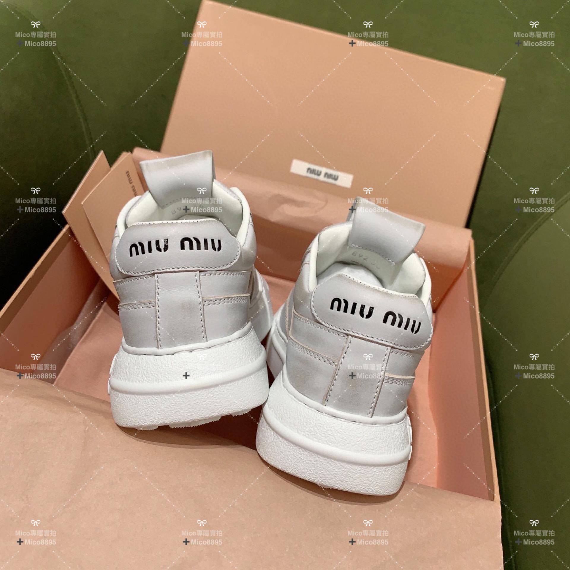 MiuMiu 做舊款 厚底小白鞋 低調款 底厚4cm 厚底鞋/增高 35-39