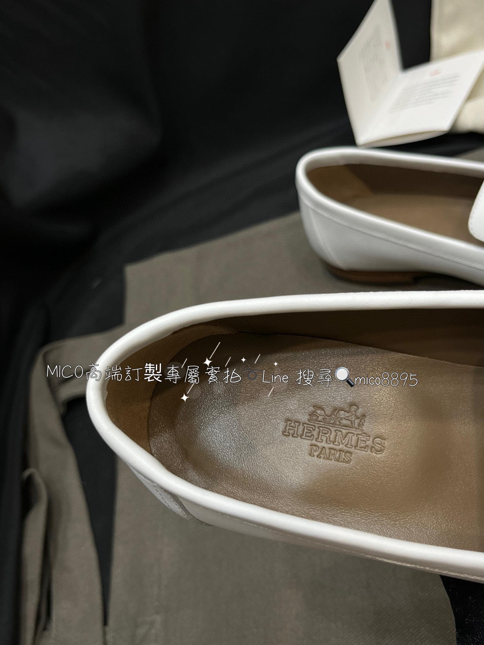 Hermes 愛馬仕 手工製作 白色 琺瑯扣樂福鞋/休閒鞋 休閒慵懶風格 35-40