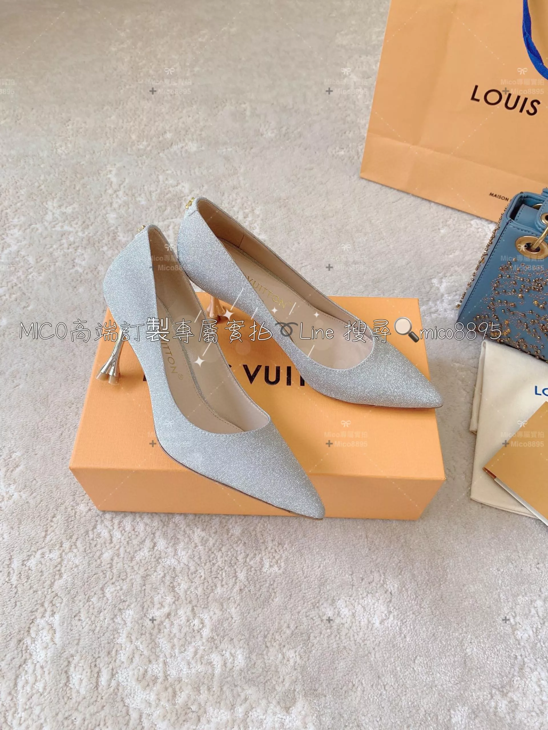 Louis Vuitton 23ss LV 銀色 Blossom優雅系列高跟鞋/跟鞋 跟高7.5cm 34-40