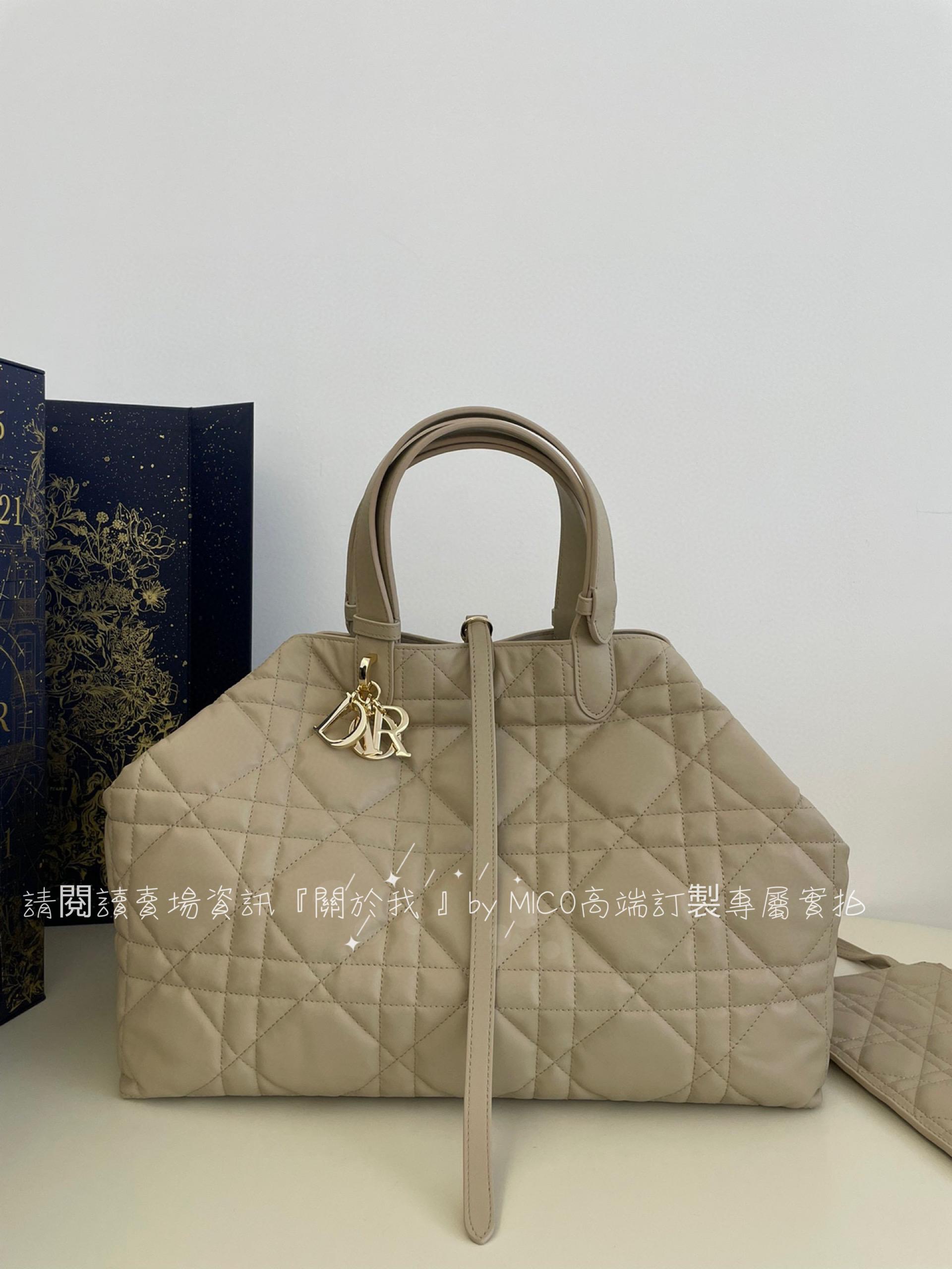 DIOR 大號/奶油杏色 Toujours 小牛皮 size:37*20*28.5cm 