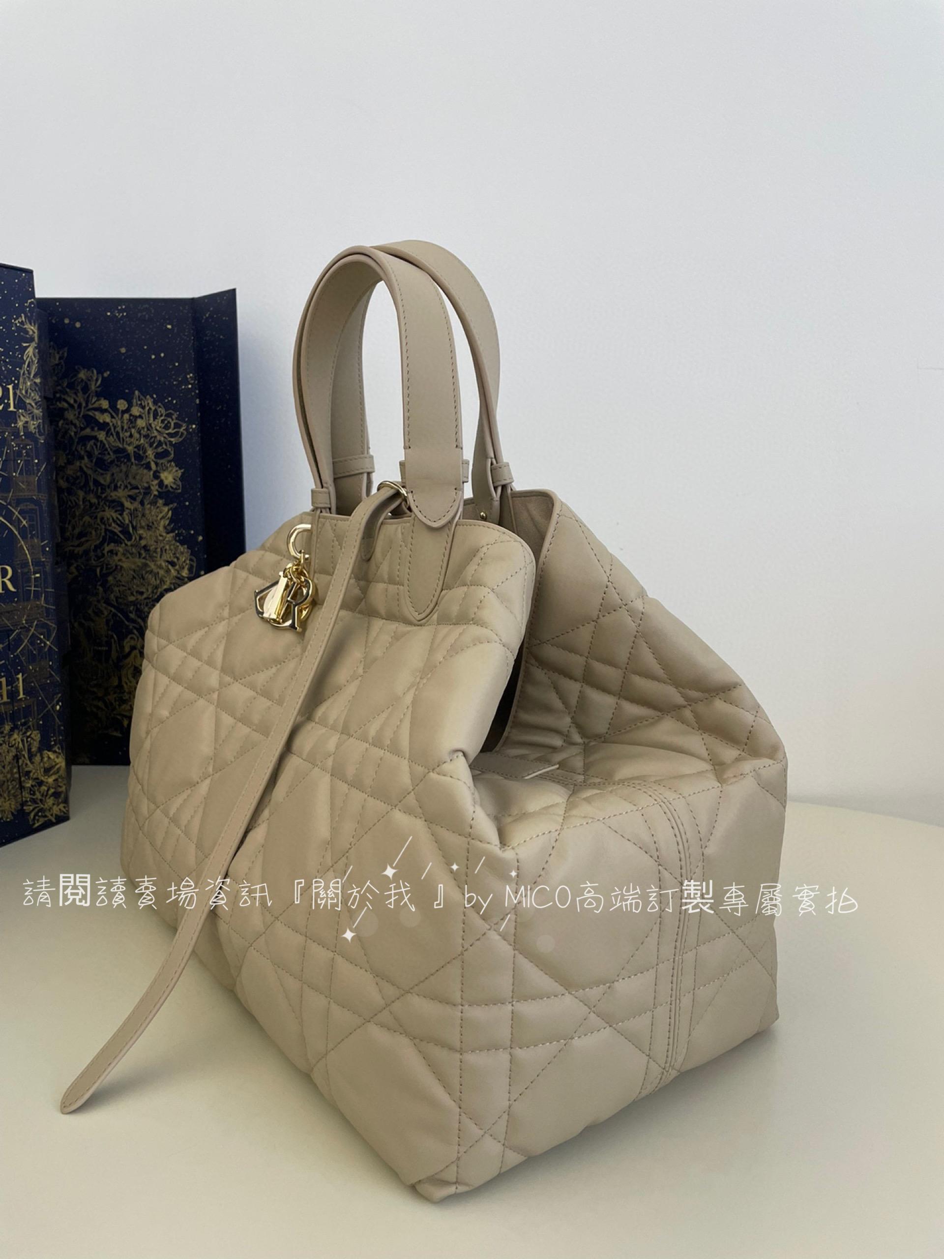 DIOR 大號/奶油杏色 Toujours 小牛皮 size:37*20*28.5cm 