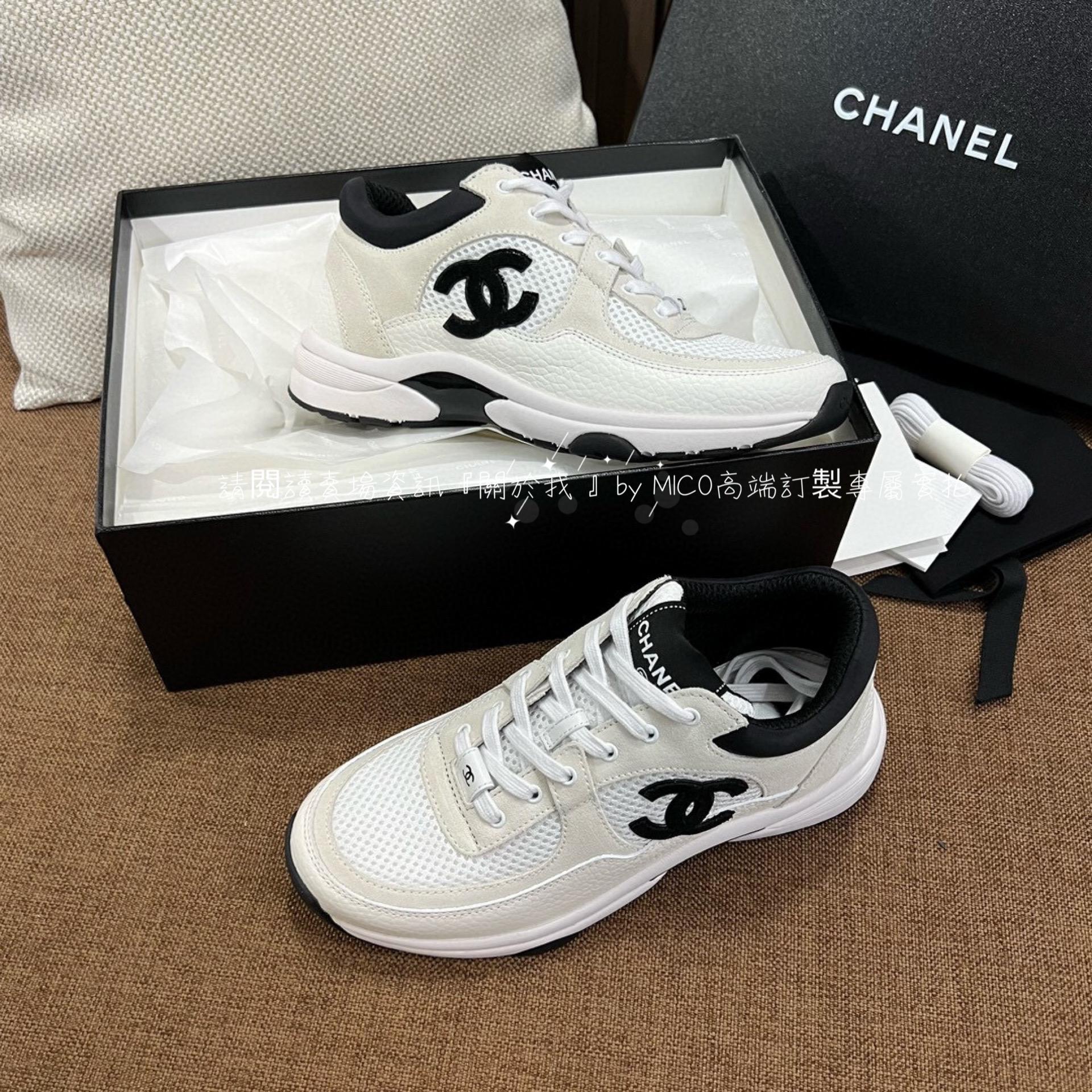 Chanel 小香經典款 牛皮面料黑白休閒鞋 休閒運動鞋 35-40