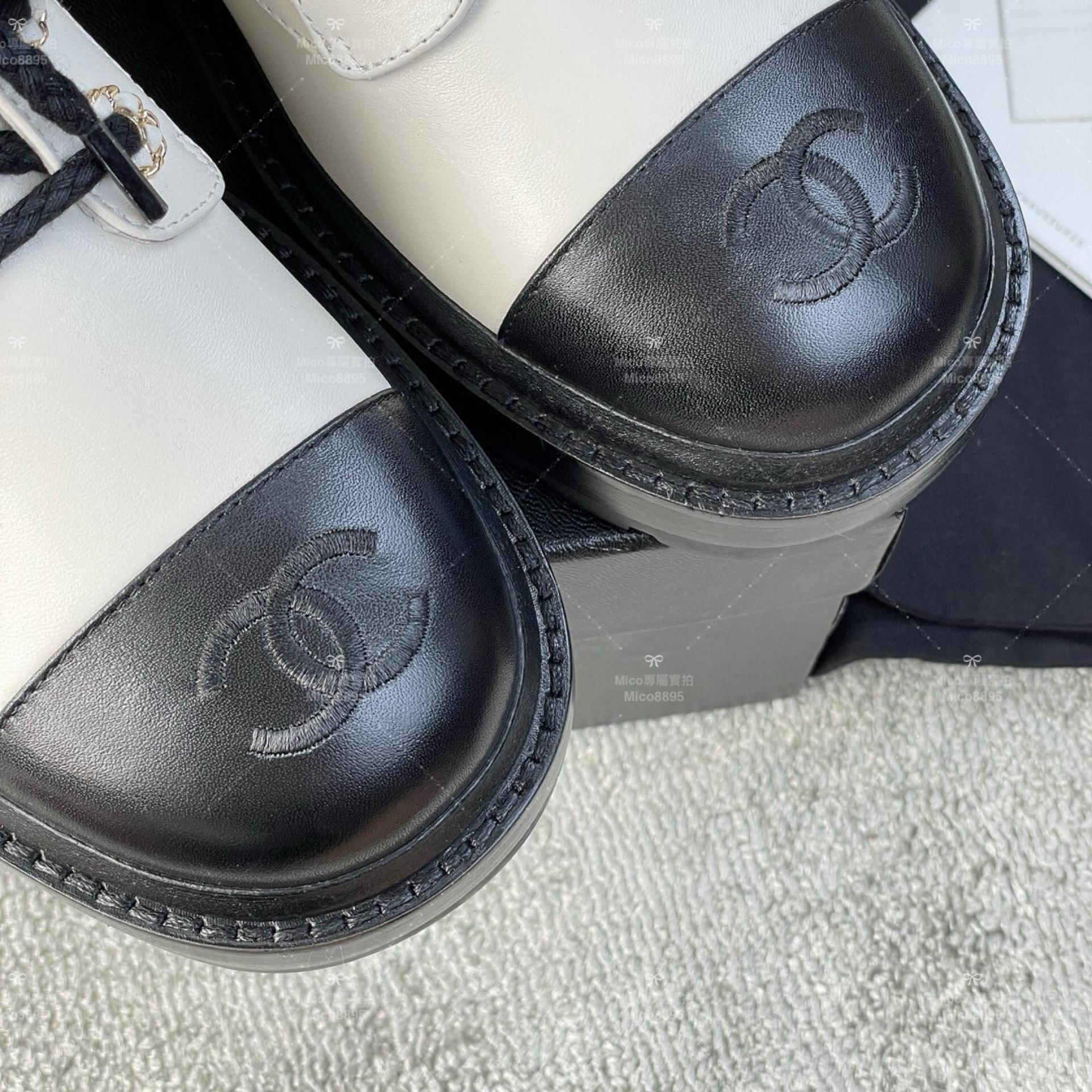 Chanel 經典菱格紋機車靴/短靴/ 啞光白色 SIZE 35-39(可訂製40）