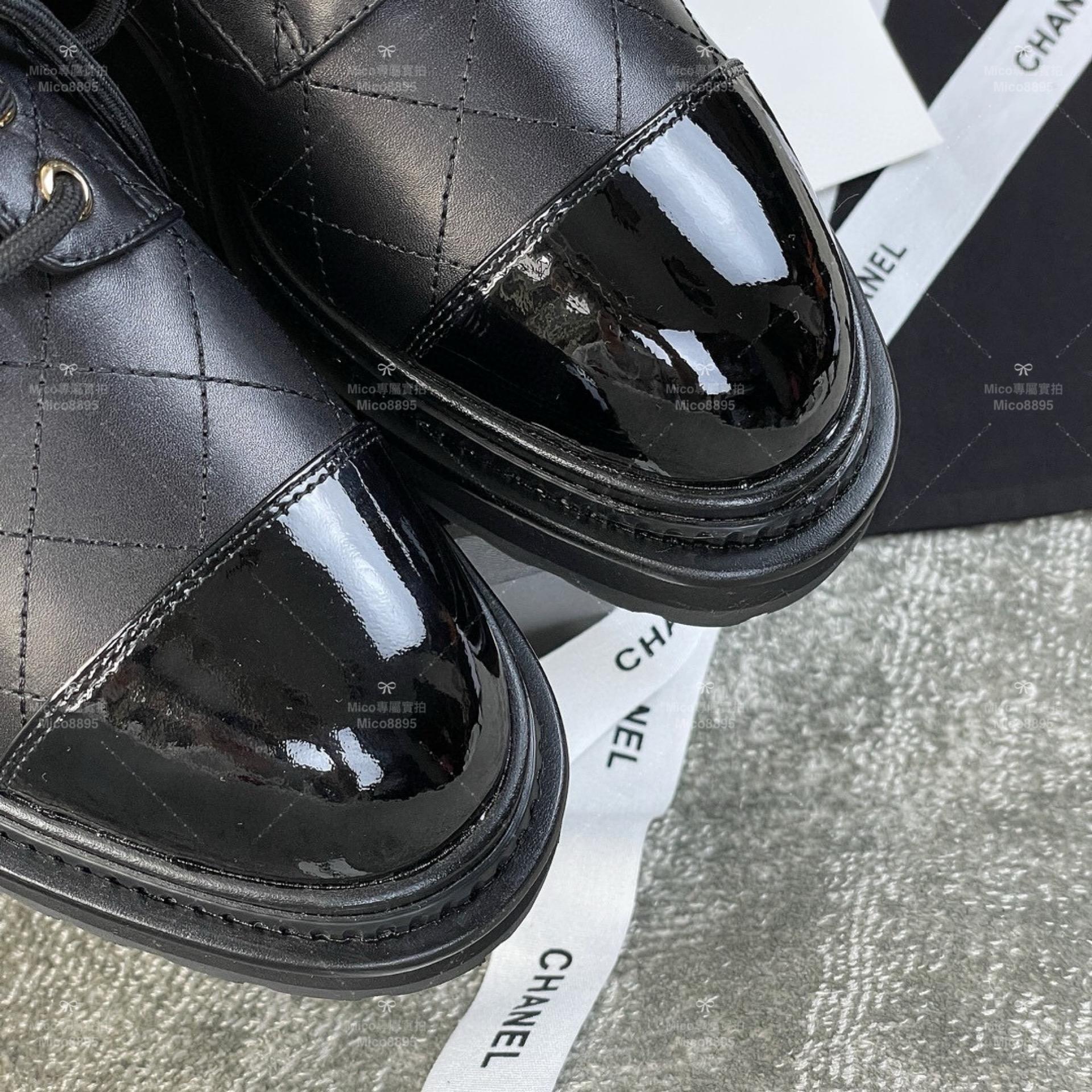 Chanel 經典繫帶 黑色 厚底樂福鞋/紳士鞋/ 英倫風格 SIZE 35-39(可訂製40）