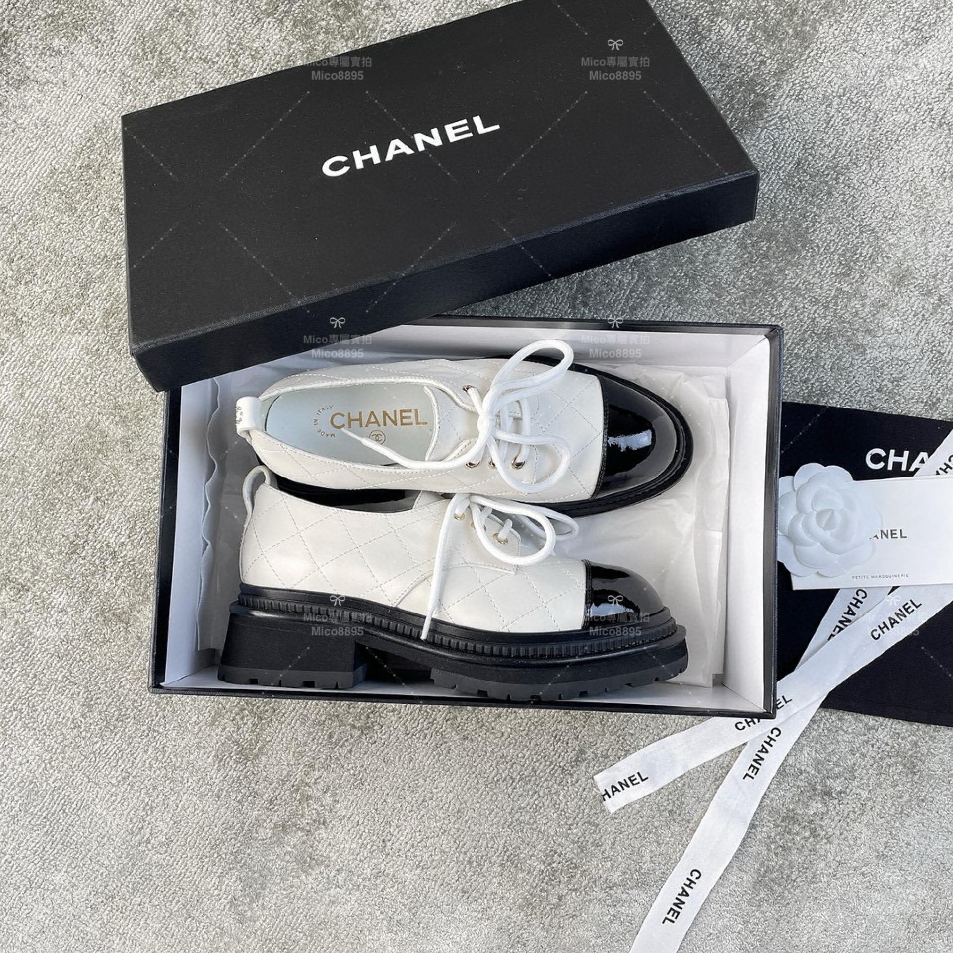 Chanel 經典繫帶 白色 厚底樂福鞋/紳士鞋/ 英倫風格 SIZE 35-39(可訂製40）