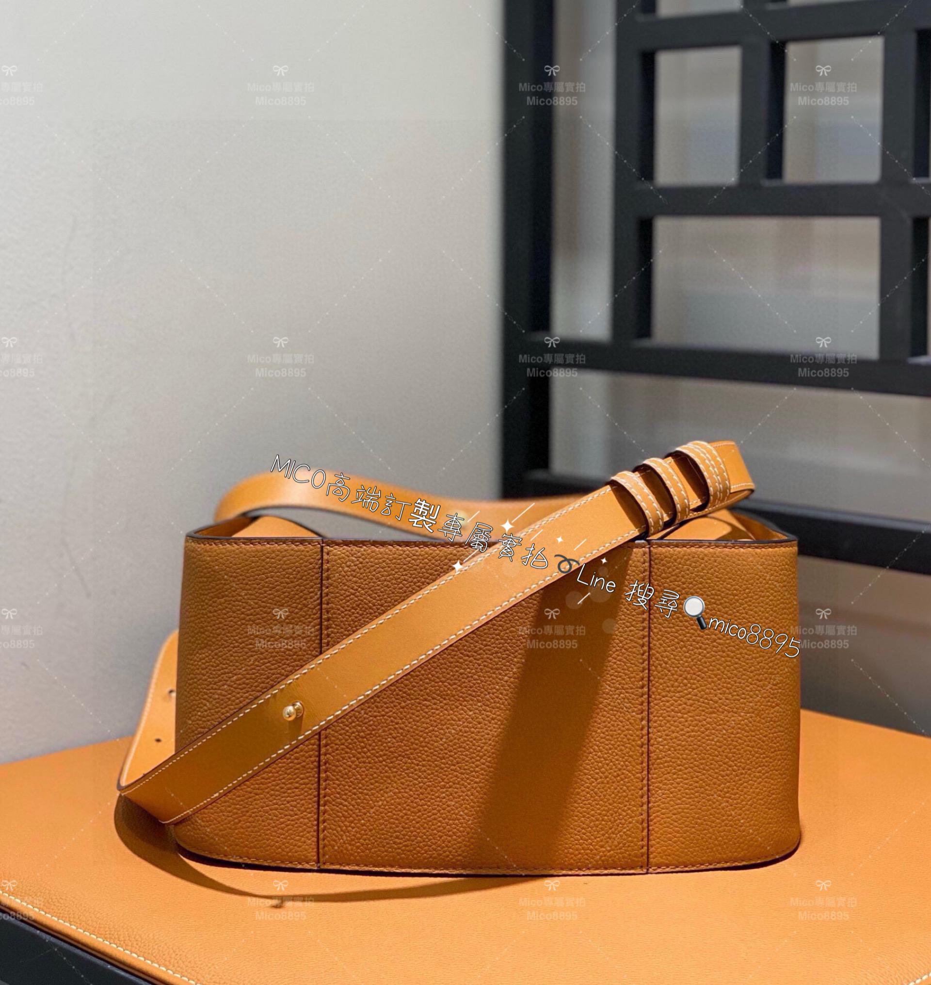 Loewe 荔枝紋焦糖拼色 Hammock bag 吊床包 可斜跨/肩背/手提 小號 29cm