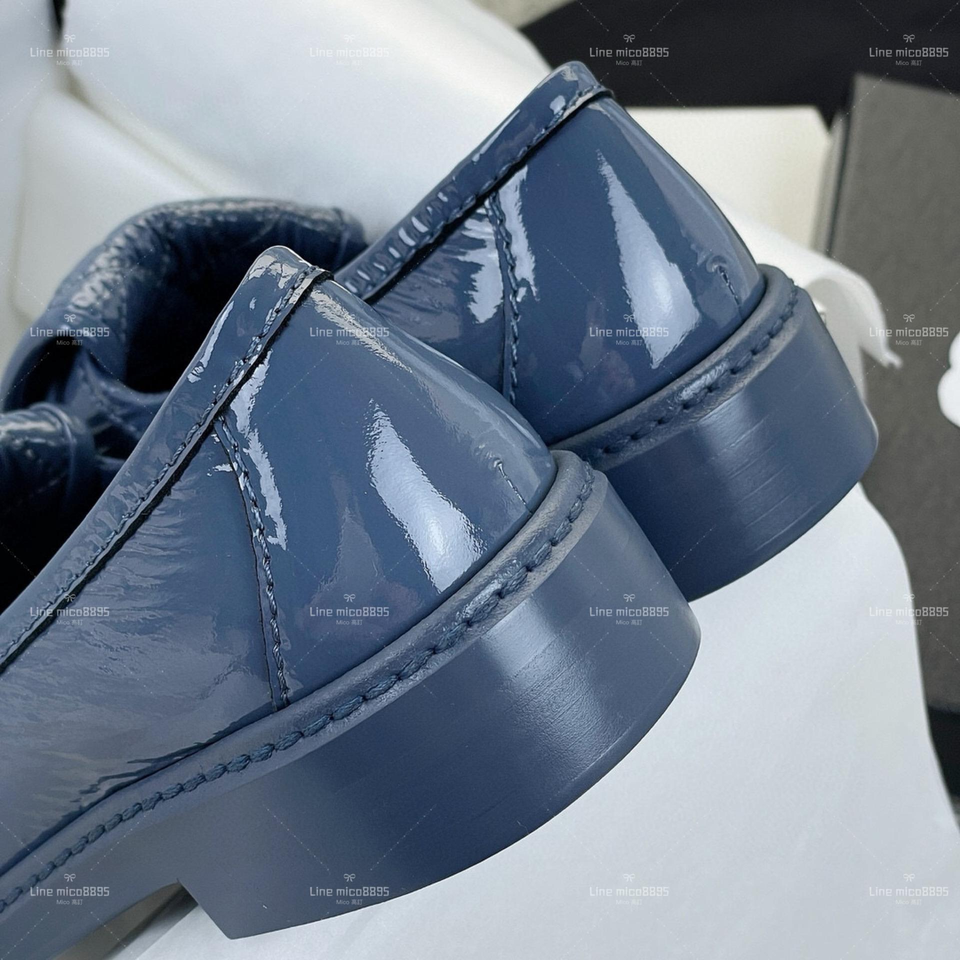 Chanel 經典書包釦 菱格樂福鞋 皺羊皮 土耳其藍色 銀釦 35-40