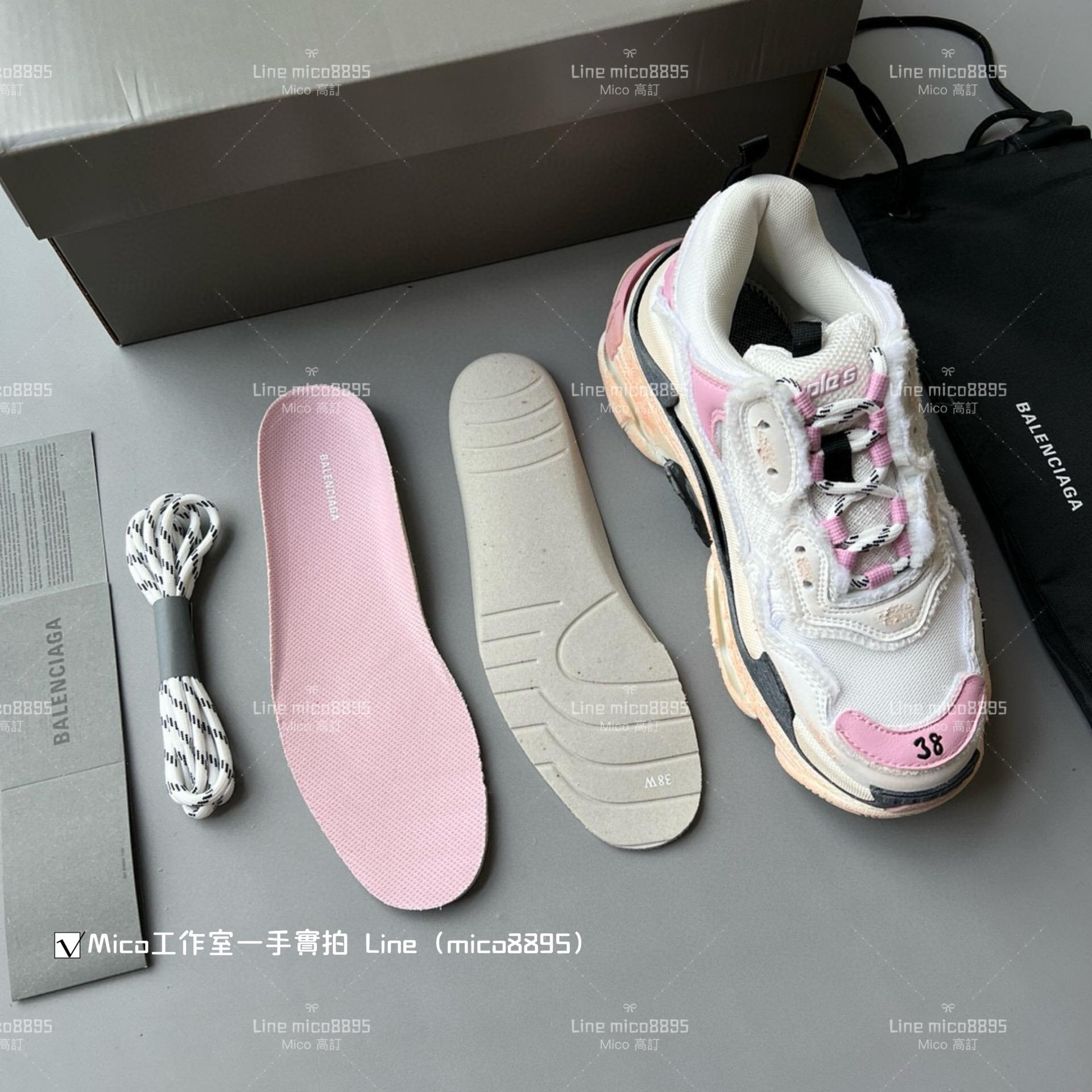 Balenciaga 做舊毛邊系列 Triple S 一代厚底老爹鞋/休閒鞋 男女款 35-45