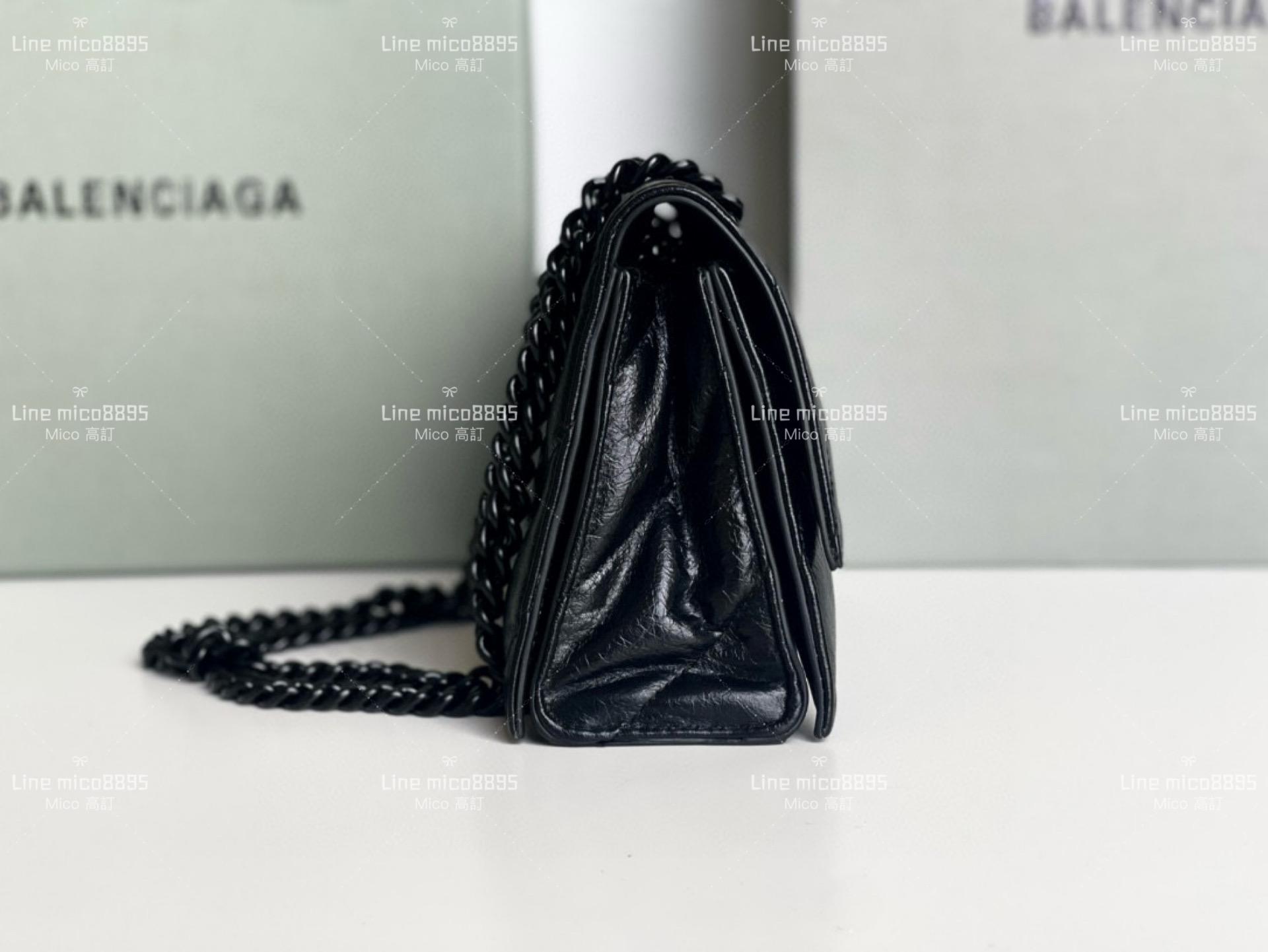 Balenciaga(巴黎世家) 小號/油蠟黑 crush 沙漏包 25cm
