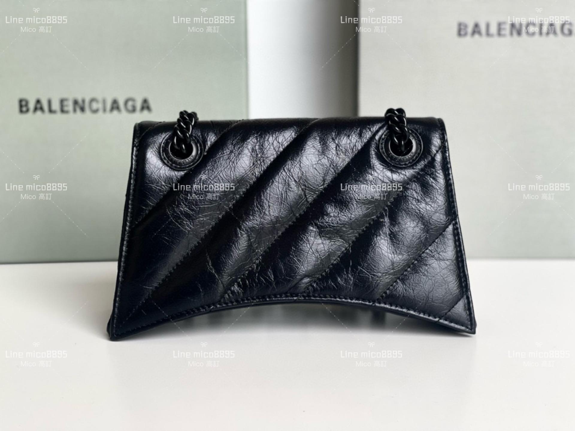 Balenciaga(巴黎世家) 小號/油蠟黑 crush 沙漏包 25cm