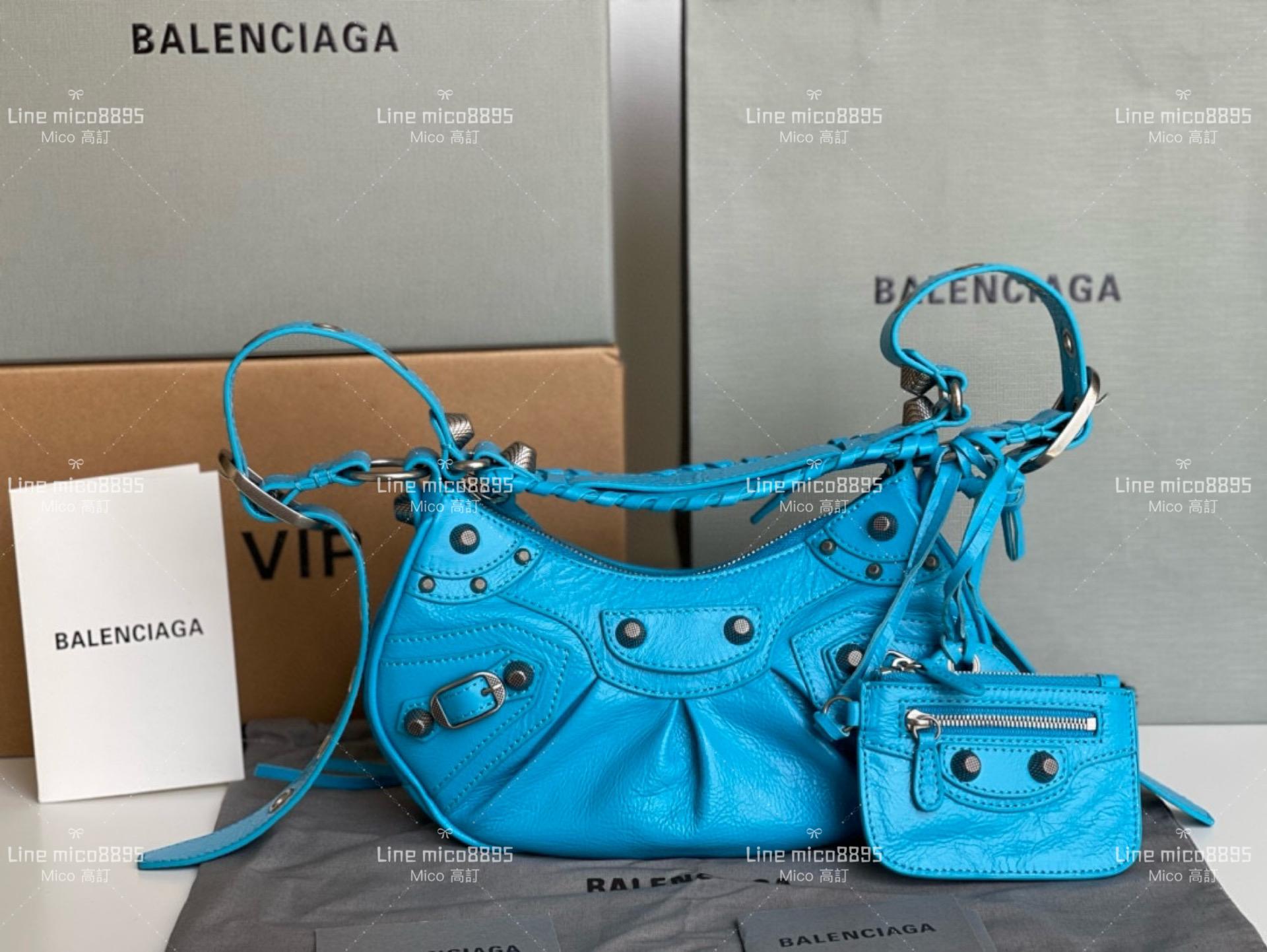 Balenciaga(巴黎世家) 電光藍 26cm Le Cagole半月包/餃子包/機車包