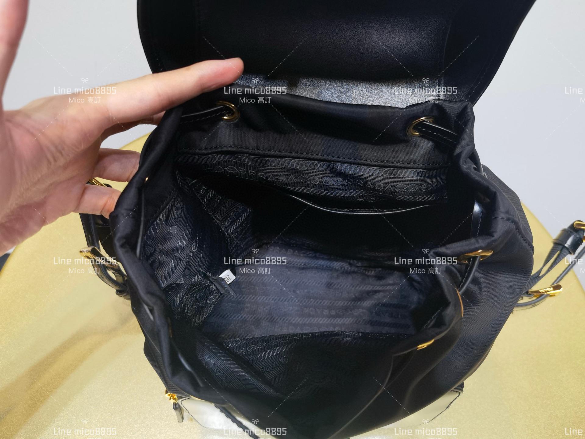 Prada 秋冬新品女款背包 雙肩包 尼龍拼皮 20cm