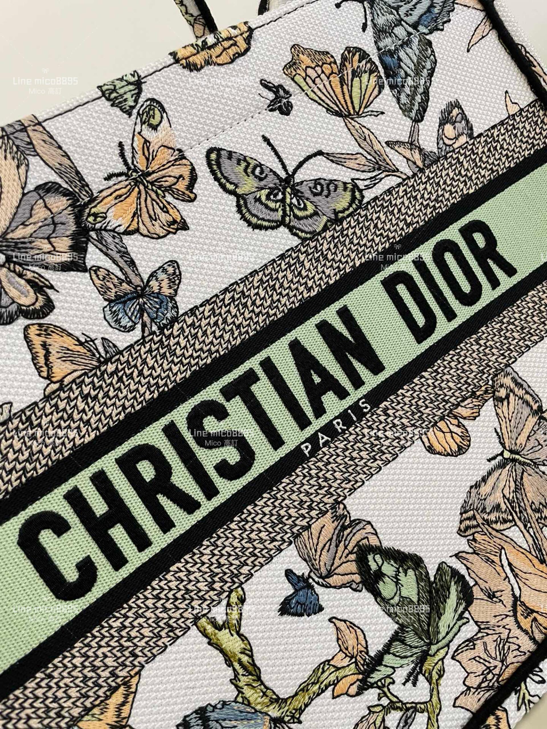 Dior 中號 綠色蝴蝶刺繡Tote手提包 最新秋冬系列 36cm