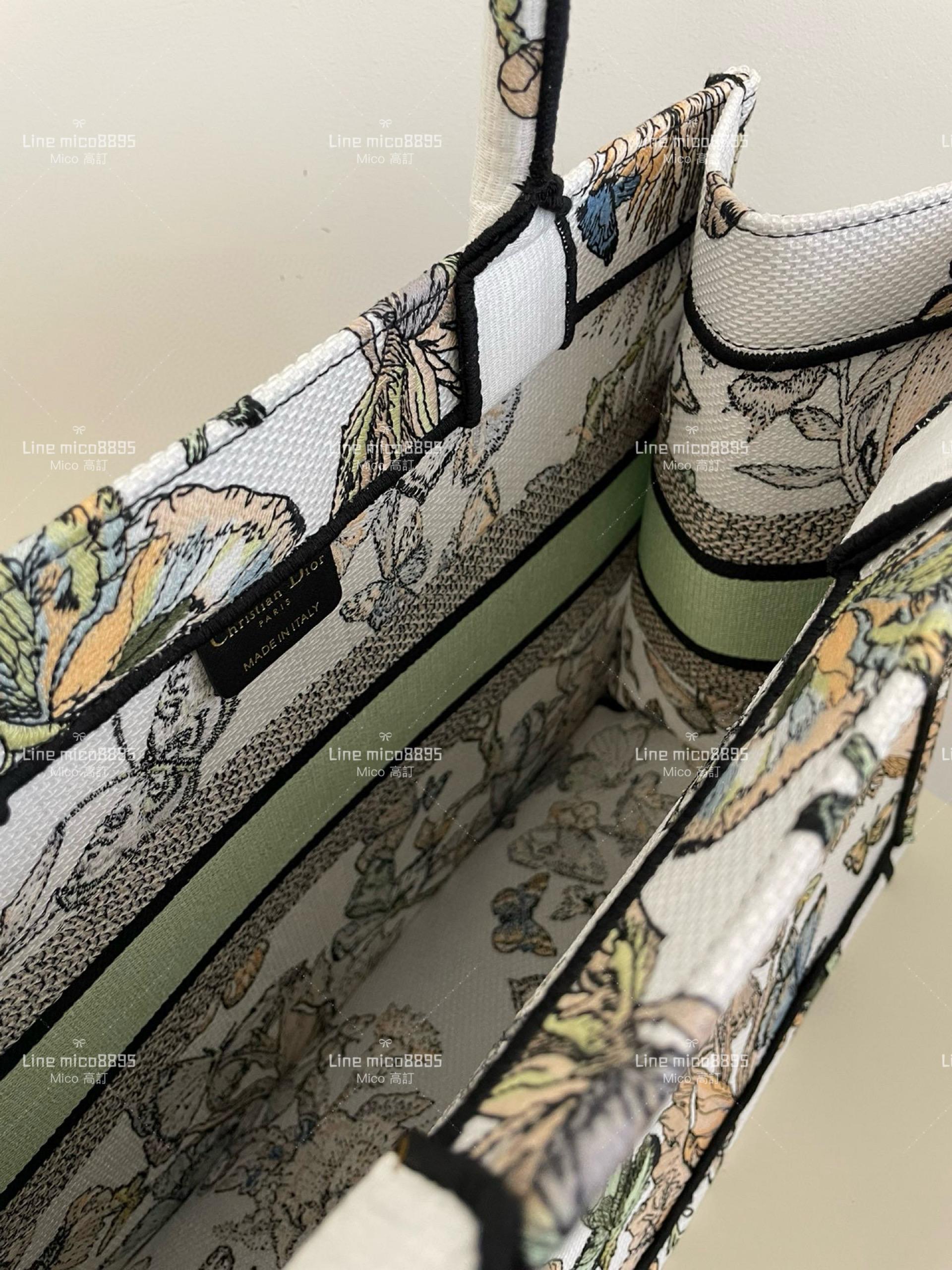 Dior 中號 綠色蝴蝶刺繡Tote手提包 最新秋冬系列 36cm