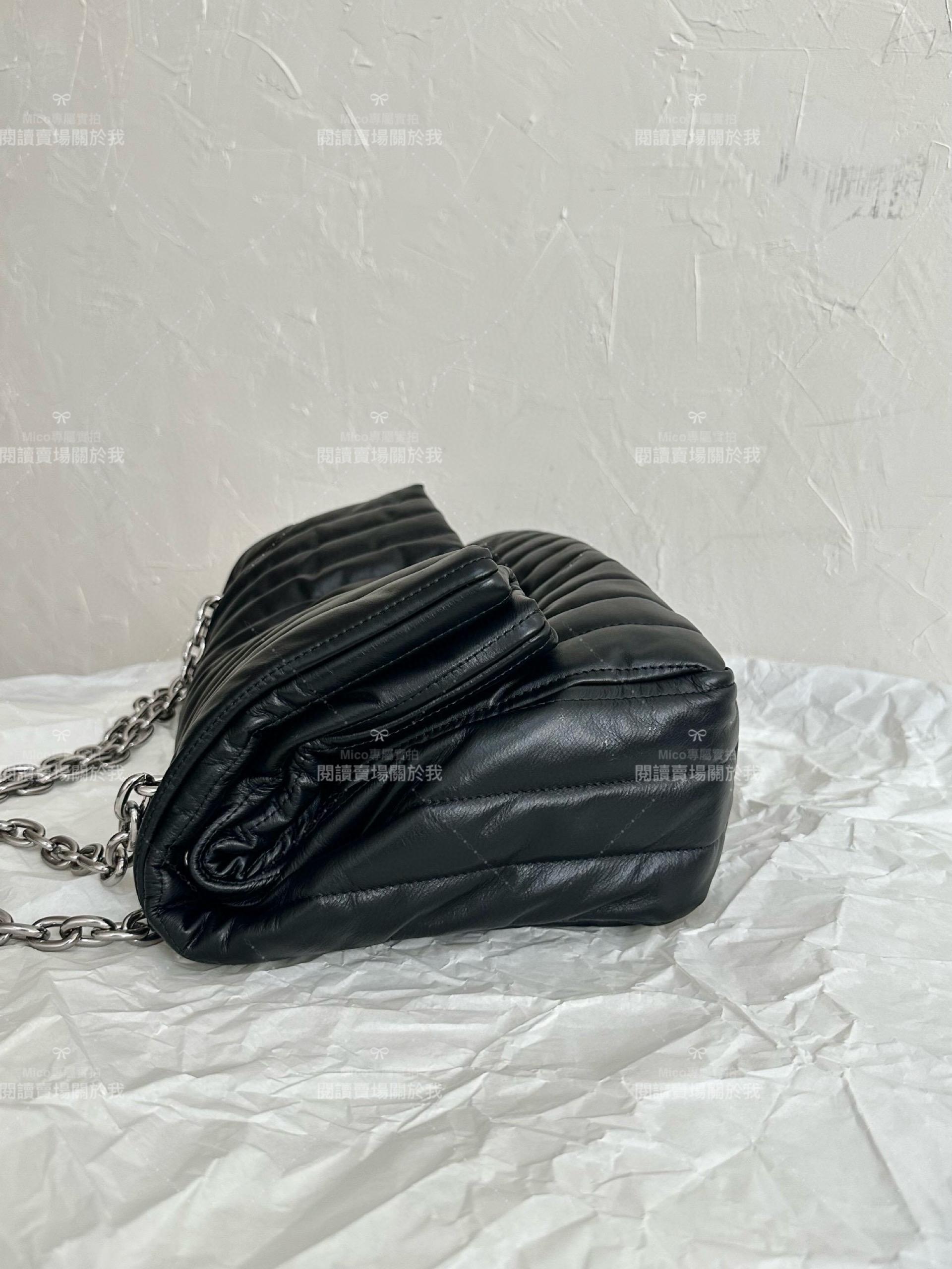 Balenciaga 巴黎世家 monaco蓬蓬包/枕頭包 黑銀中號 32.5cm