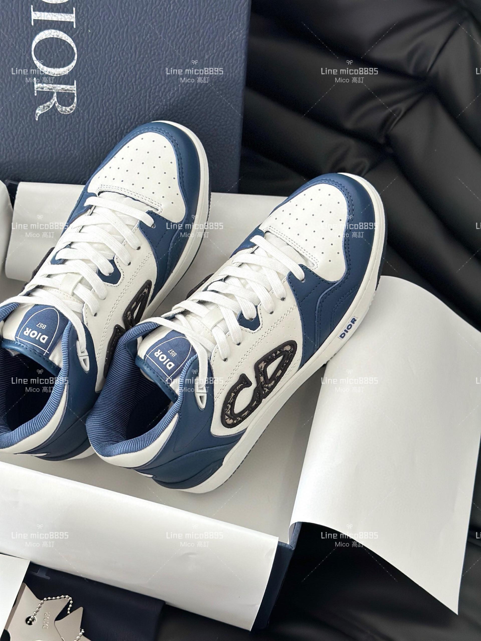 Dior B57系列 深藍x白 情侶款休閒鞋 男鞋/女鞋 女碼35-40 男碼39-45