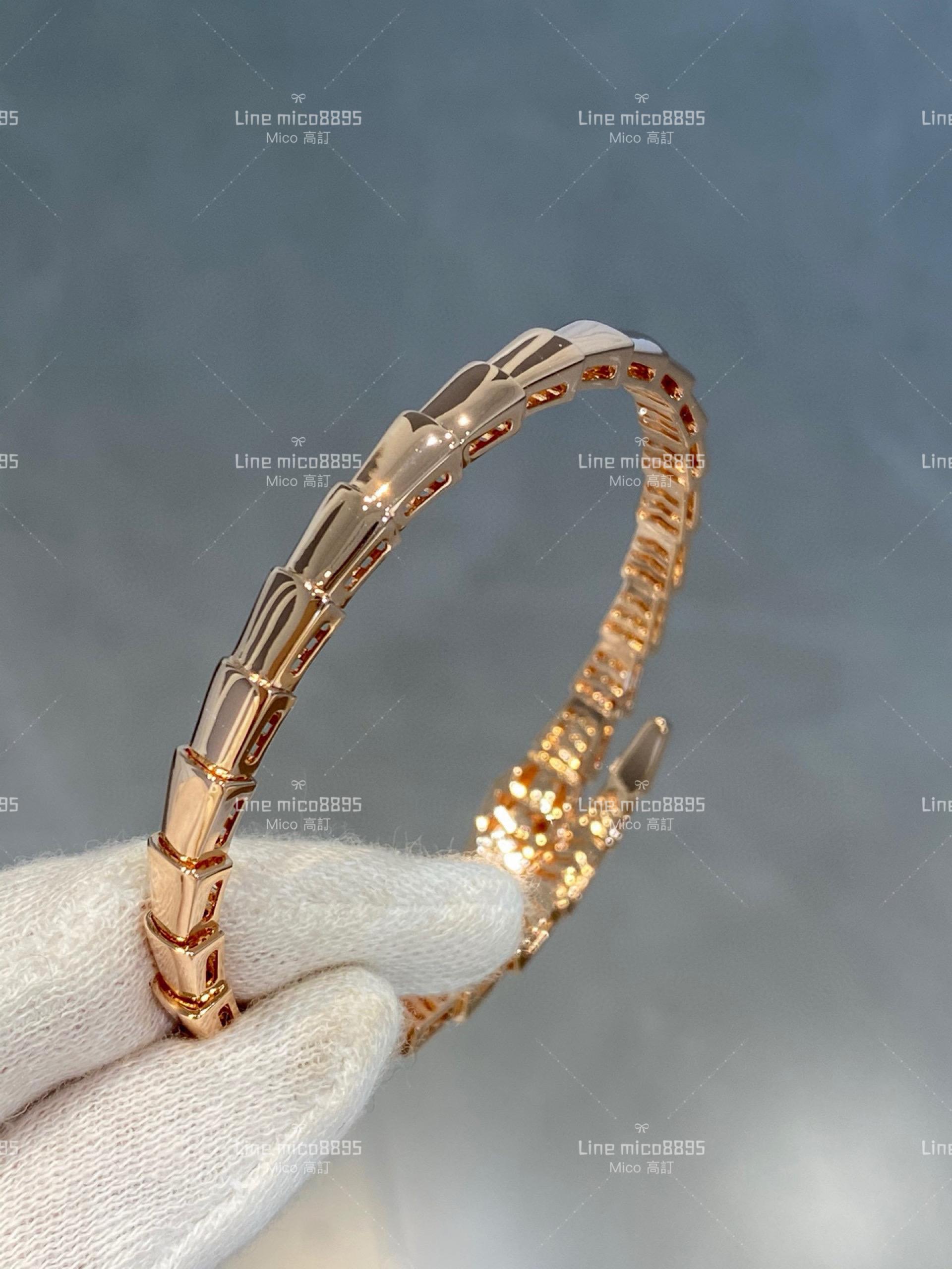 BVLGARI 寶格麗 頭尾鑲鑽款 蛇形手鐲/手環 玫瑰金色/銀色（兩色）下單備註顏色