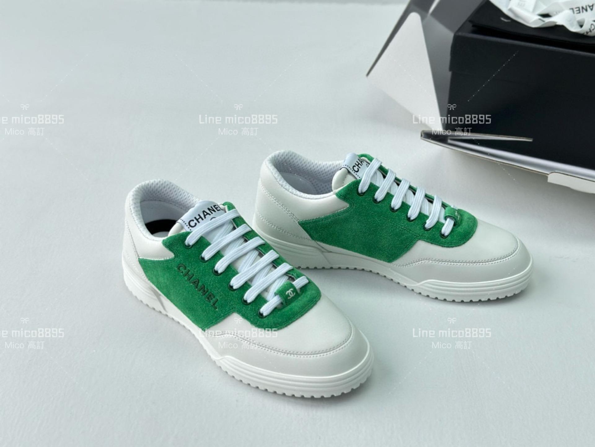 CHANEL丨24C早春新款 綠色 小香拼色運動鞋 撞色搭配活力滿滿簡約好看的單品 35-40