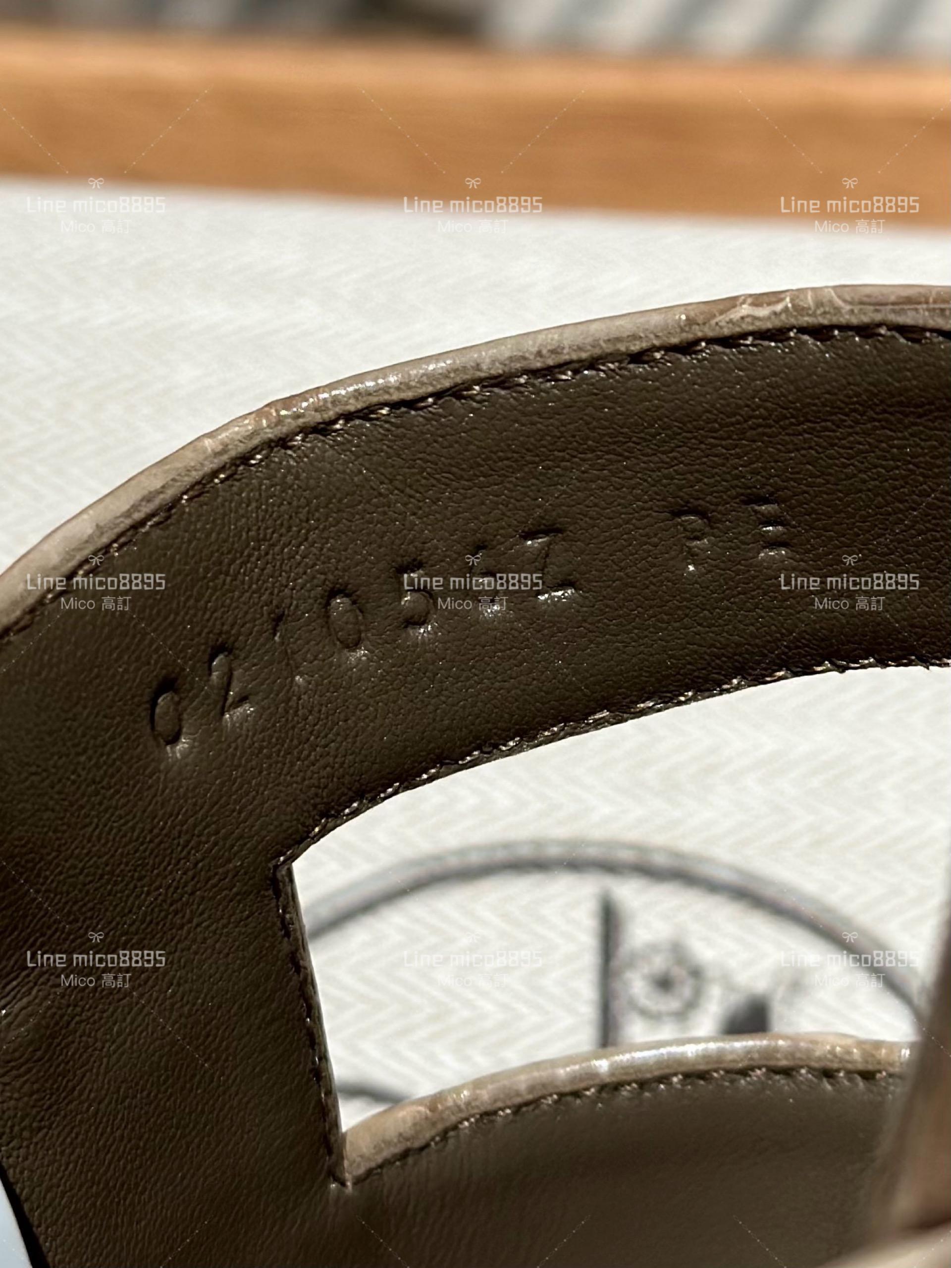 高訂款▫️ Hermes 愛馬仕  美洲灣鱷 鱷魚皮 全手工訂製H拖鞋 34-41