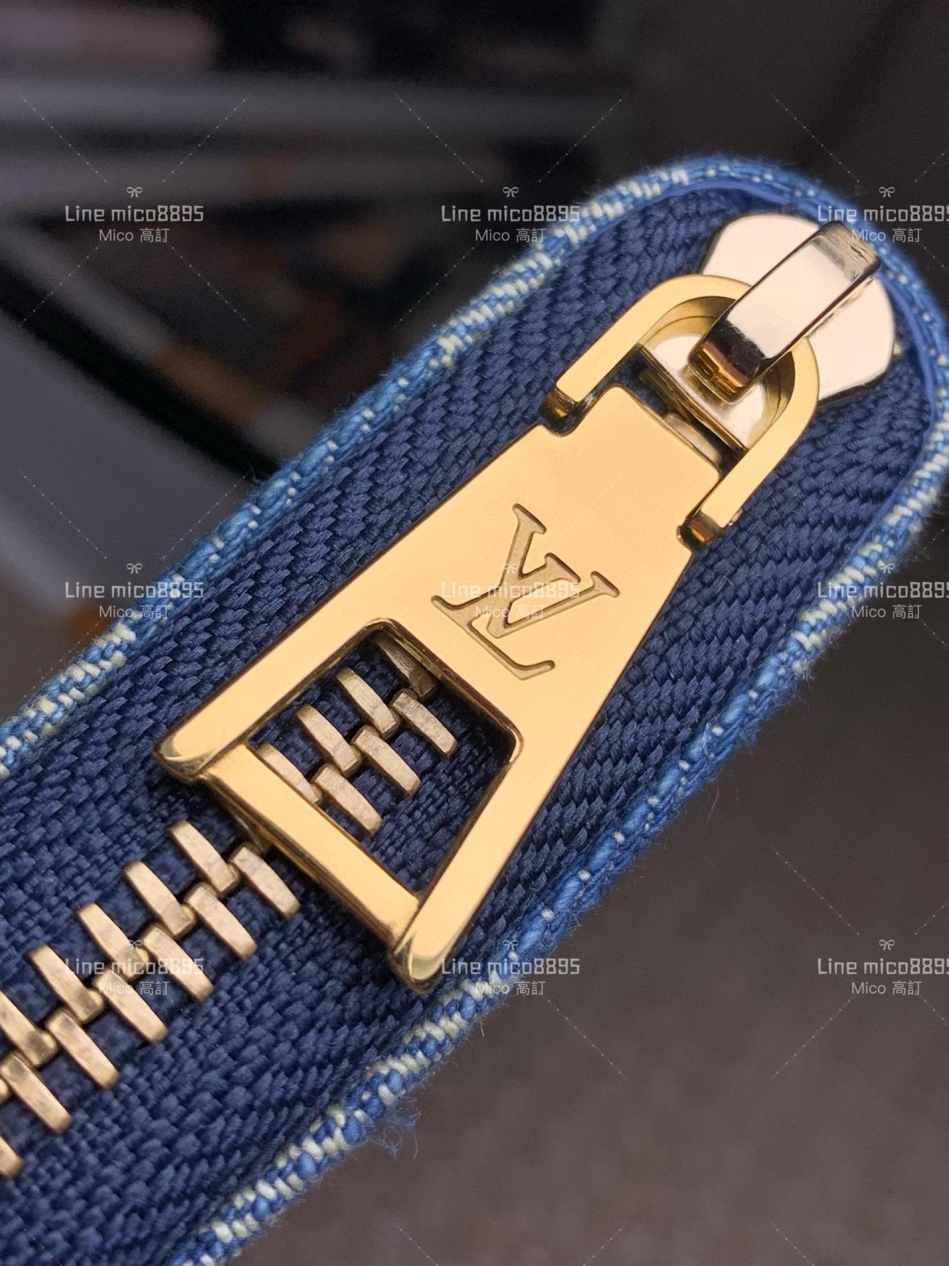 LV 丹寧牛仔 Zippy零錢包 卡包 M82957藍色