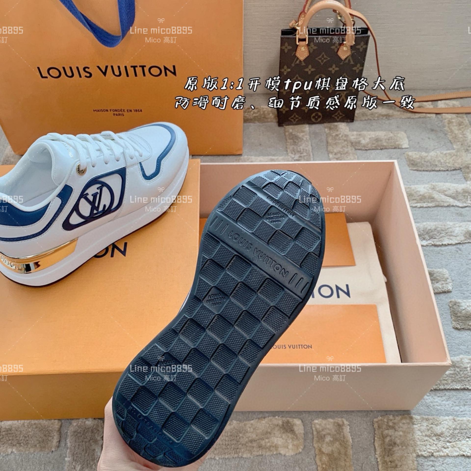 LV Run away系列新款運動鞋 休閒鞋 藍色線條 底厚5cm 35-40