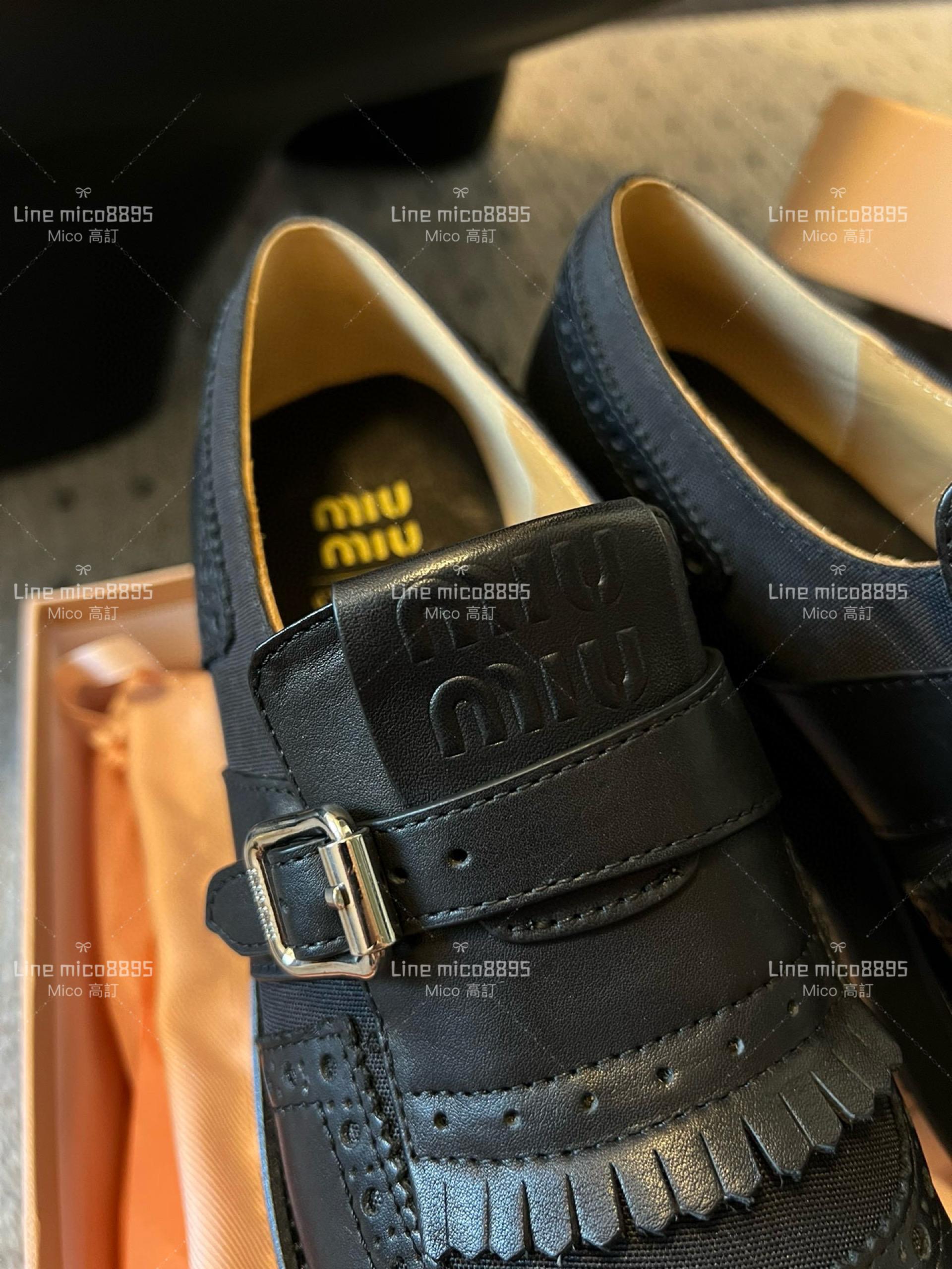 Miumiu xChurch 24/ 春夏 黑色 厚底英倫風格流蘇樂福鞋 35-40