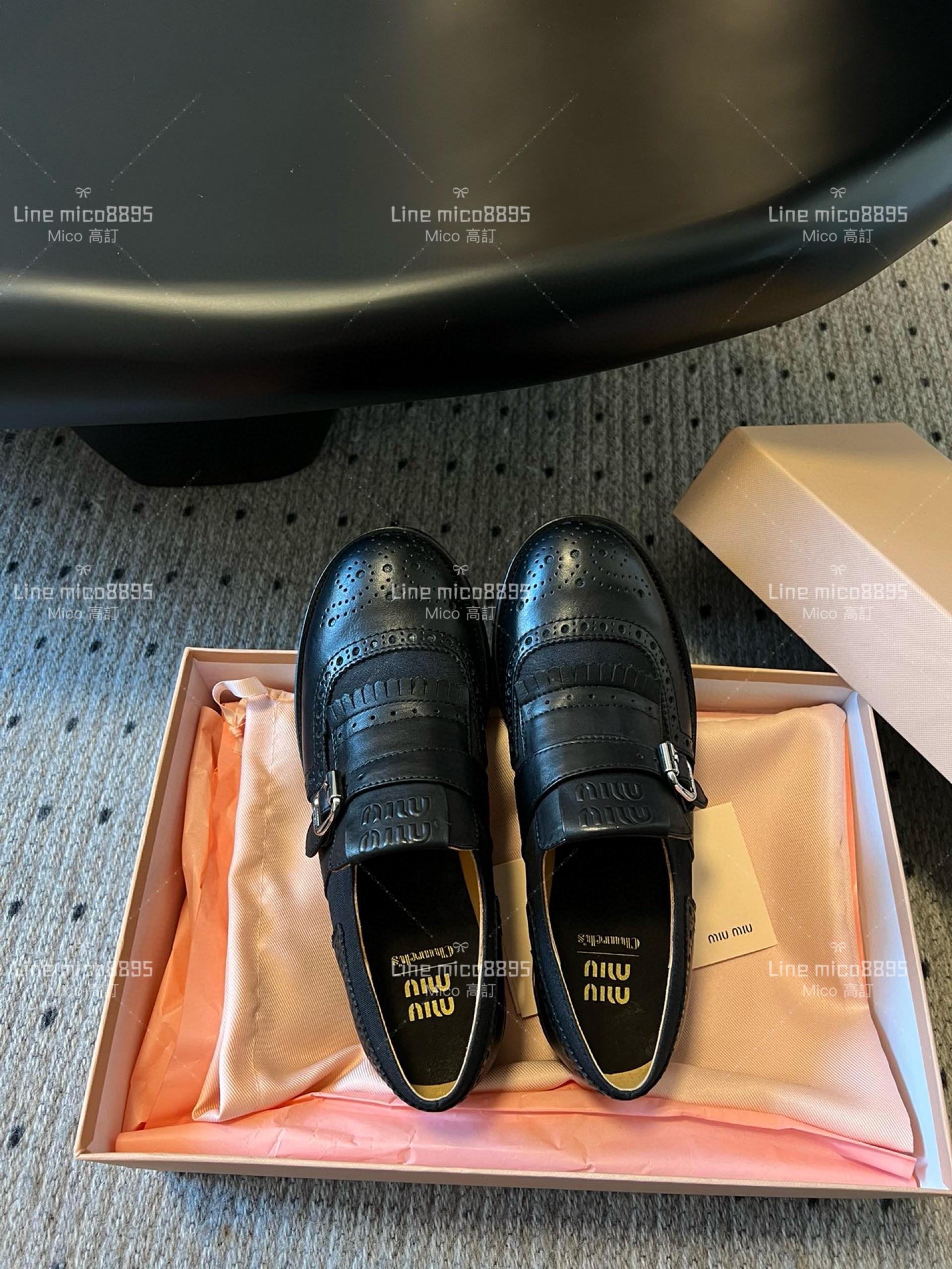 Miumiu xChurch 24/ 春夏 黑色 厚底英倫風格流蘇樂福鞋 35-40