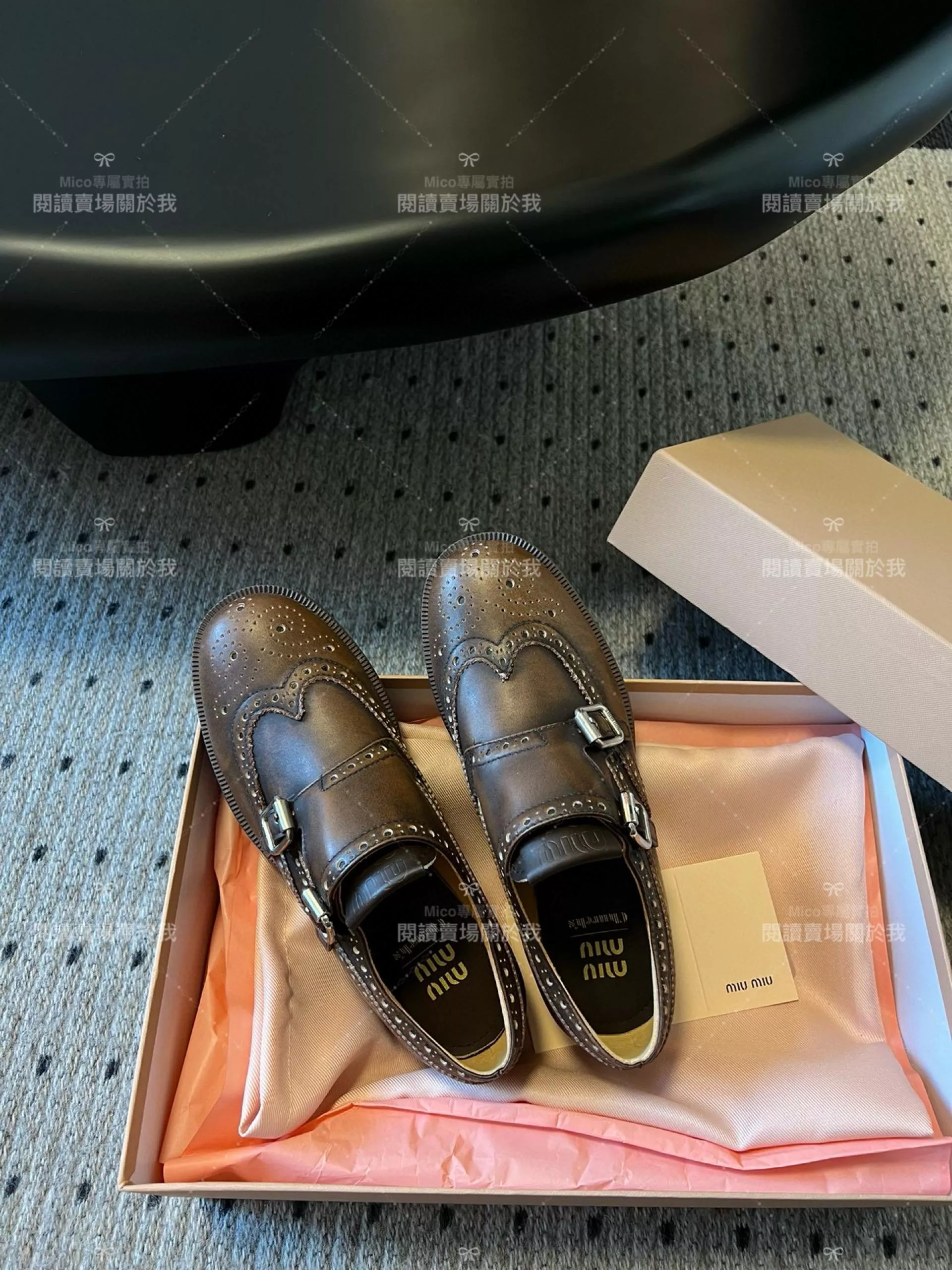 Miumiu x Church‘s 聯名款 擦色棕 英倫風雕花德比鞋 皮鞋 紳士鞋 35-40