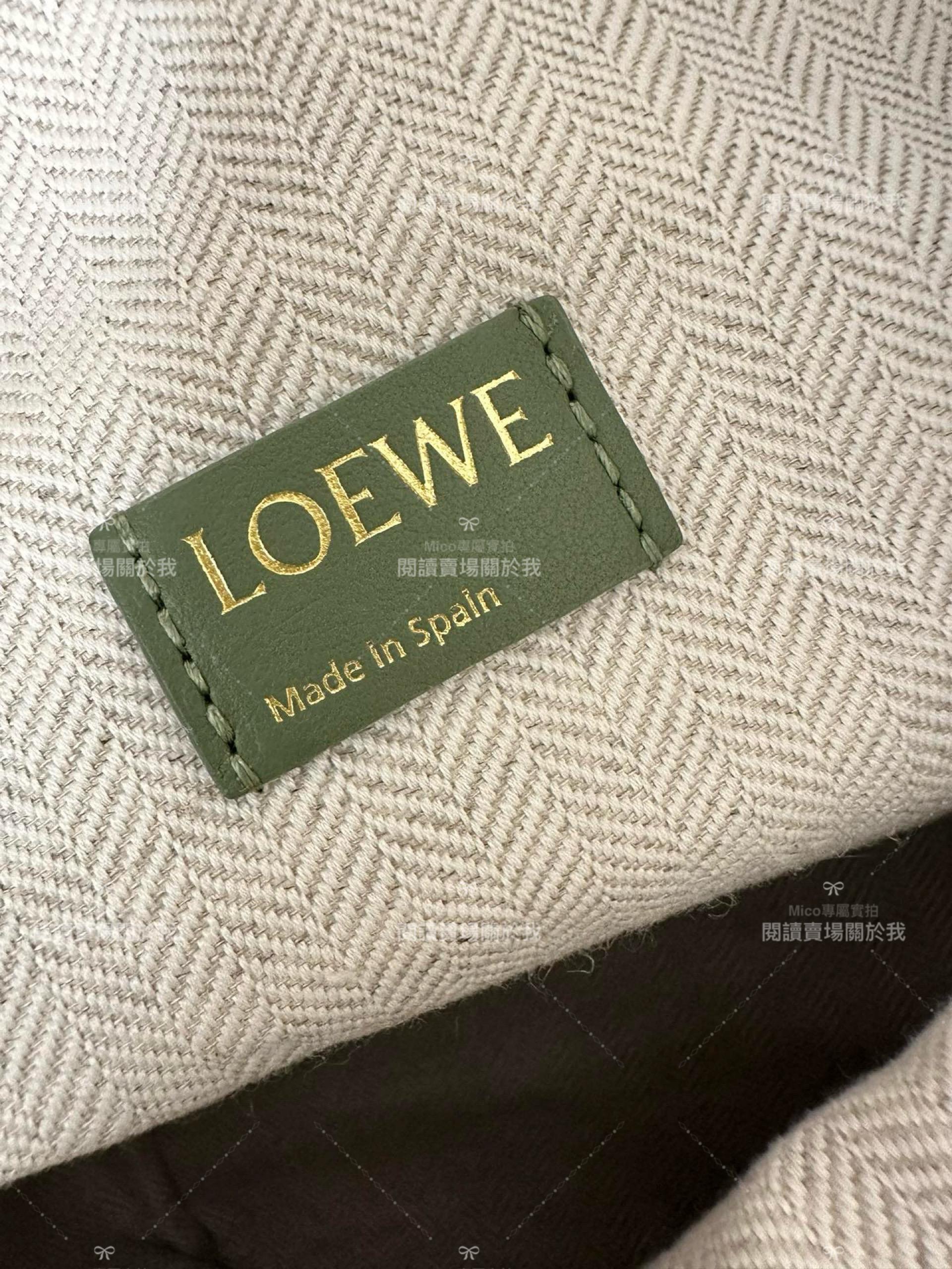 Loewe 牛油果綠 Anagram Cubi 飯盒包/腋下包 大號/35cm 帆布包 Anagram提花布和牛皮革