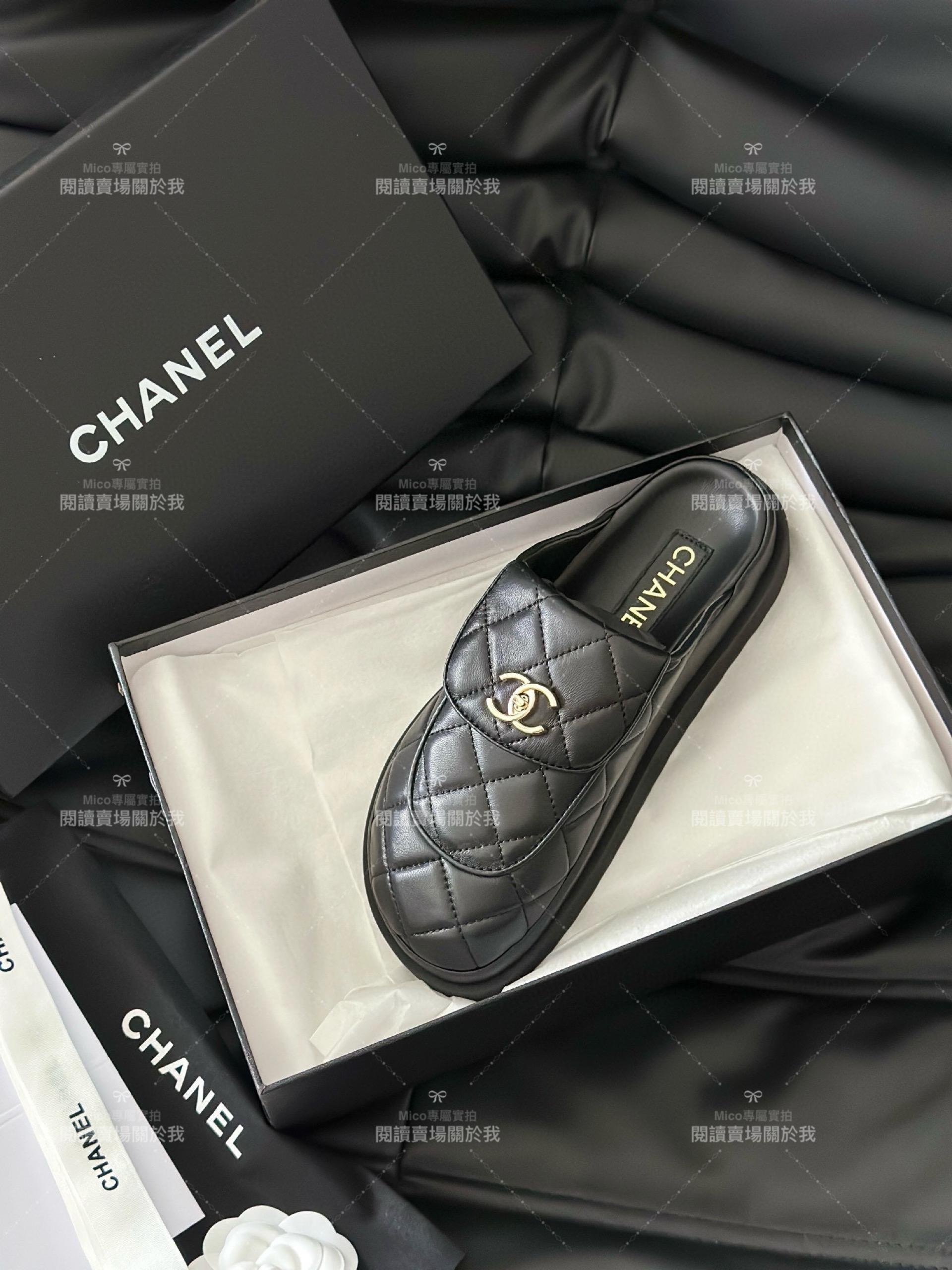 Chanel 24新款 書包釦小羊皮麵包拖鞋/博肯穆勒鞋 35-40