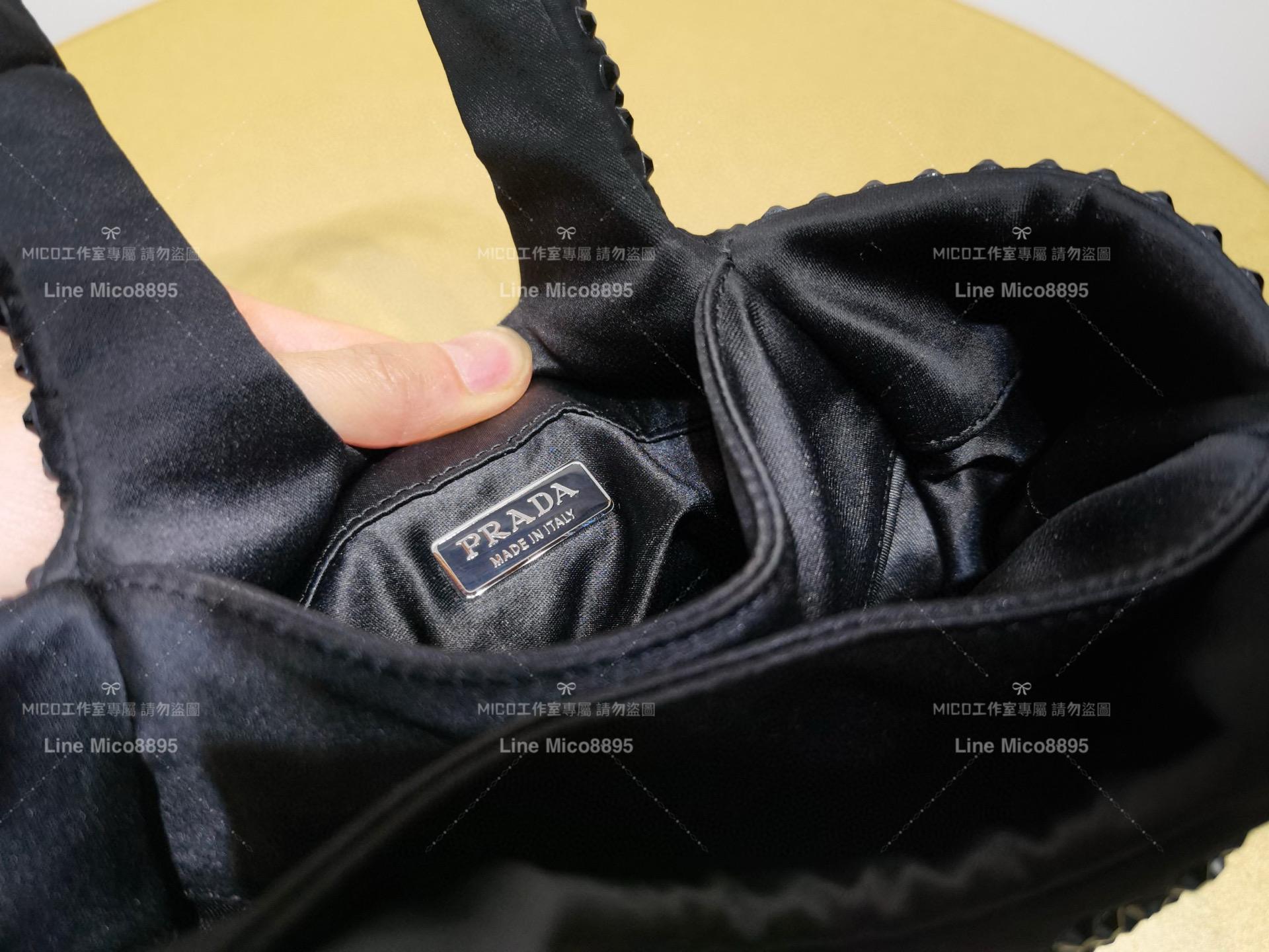 Prada 黑色 新款滿鑽菜籃子mini迷你手提包 18m