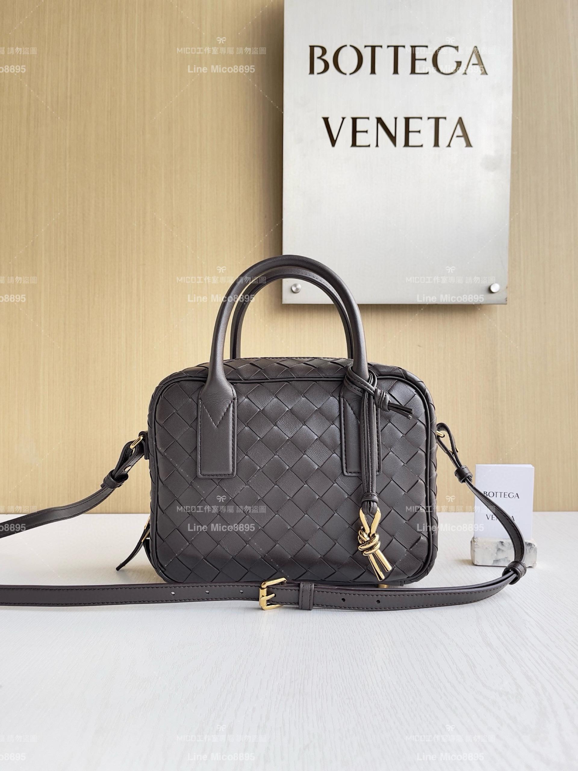 Bottega Veneta 新款 巧克力棕 Small Getaway小號羊皮編織手提袋 23.5cm