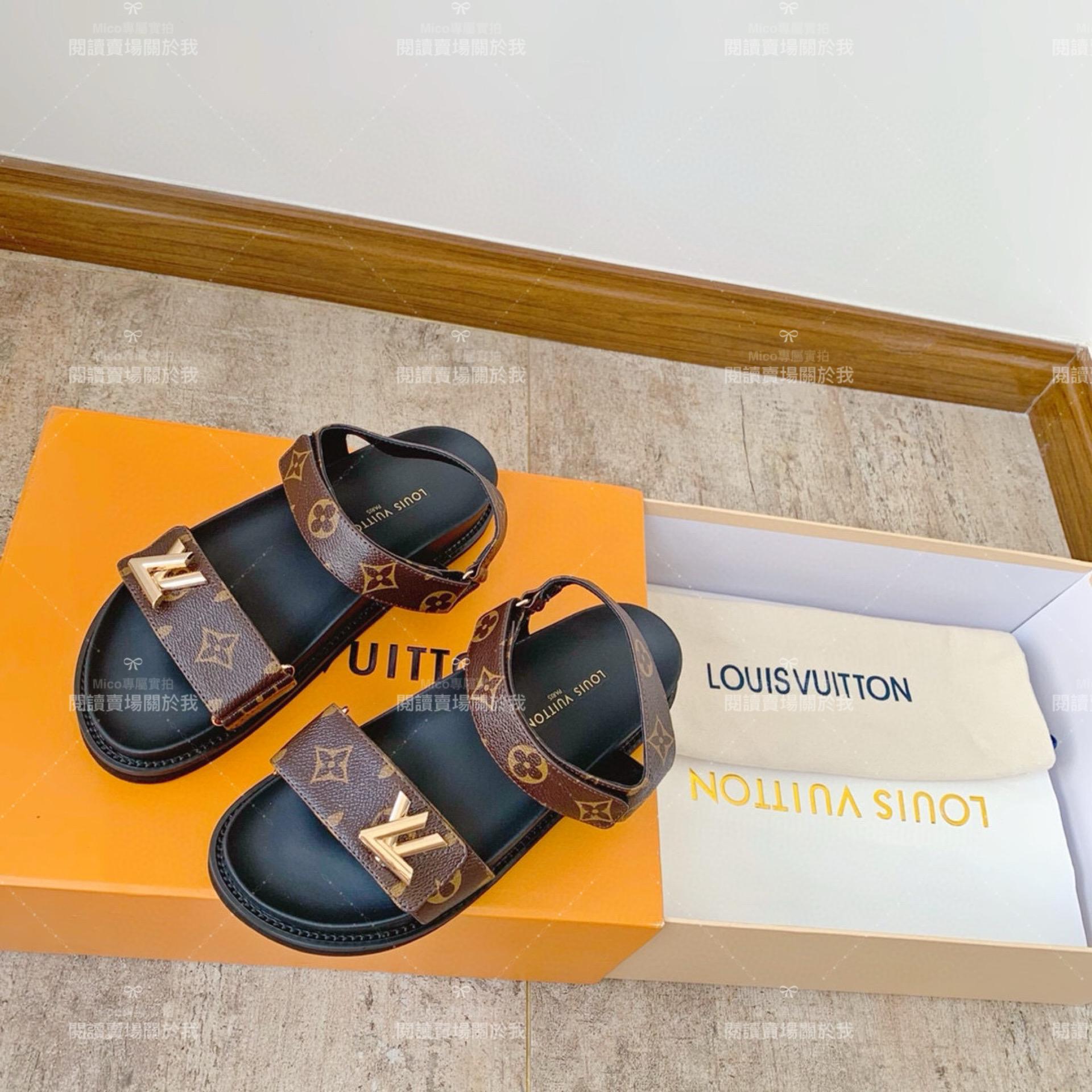 LV  Louis Vuitton ｜Sunset comfort系列 老花皮革平底涼鞋 35-40