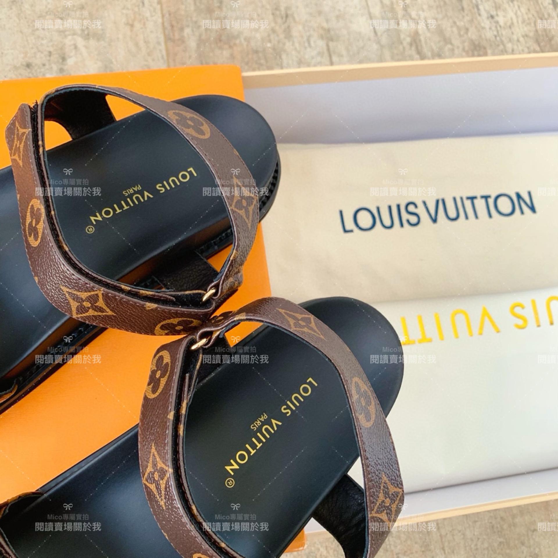 LV  Louis Vuitton ｜Sunset comfort系列 老花皮革平底涼鞋 35-40