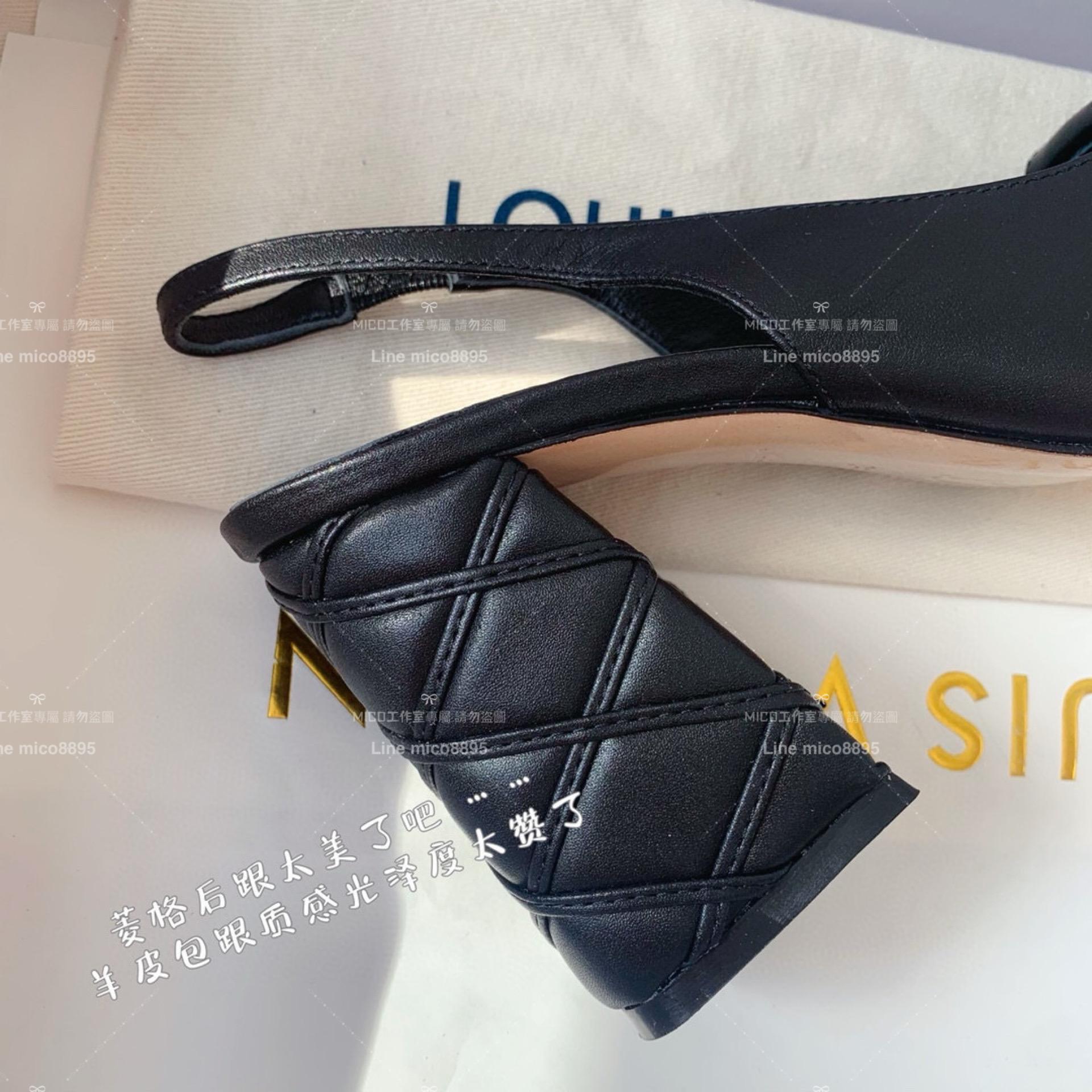 LV Shake系列 黑色羊皮繫帶高跟單鞋 9cm 鞋跟菱格紋設計 35-40