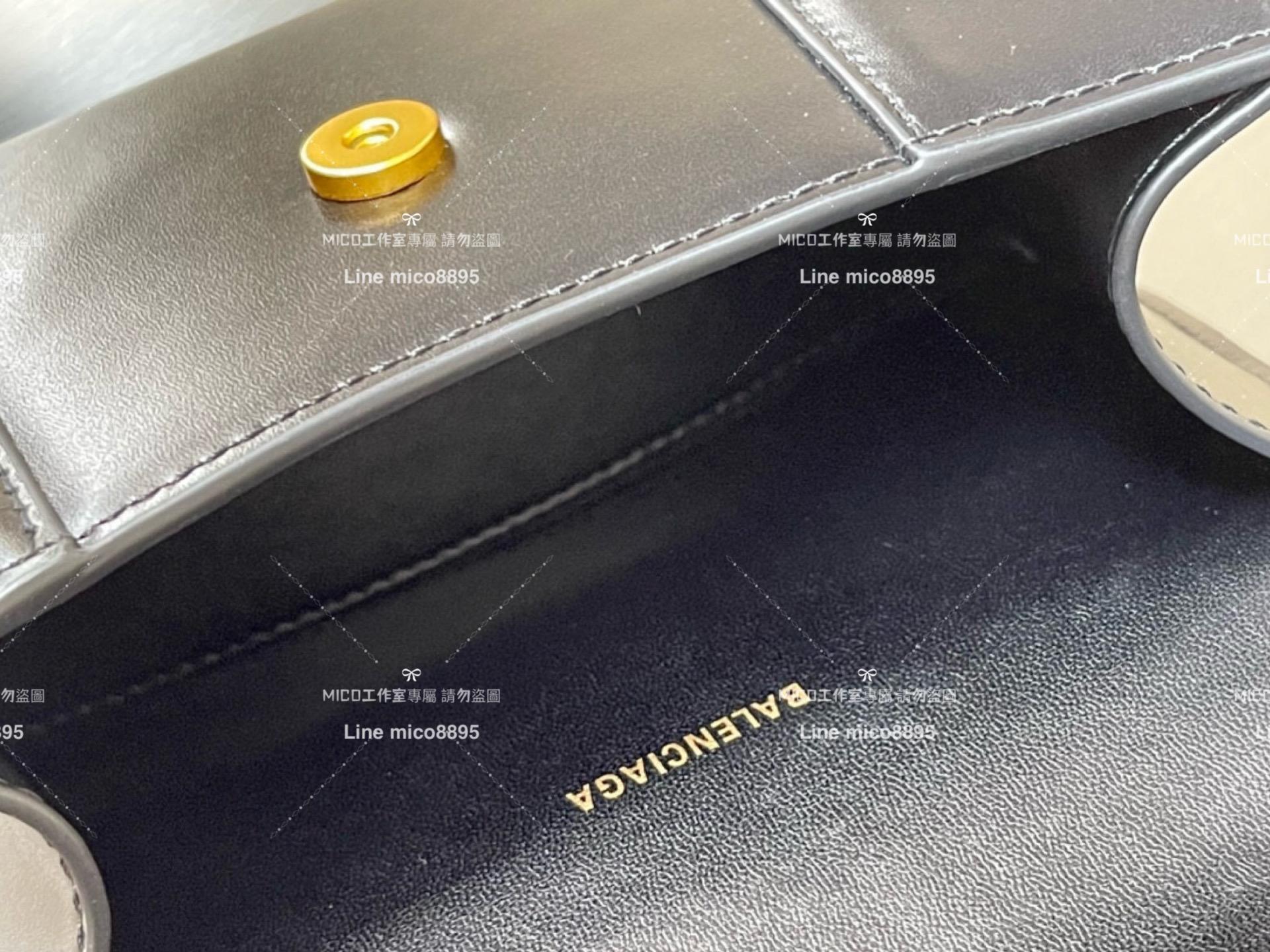 Balenciaga 平紋黑色金釦 搭配小羊皮內裏 沙漏包 XS 19cm