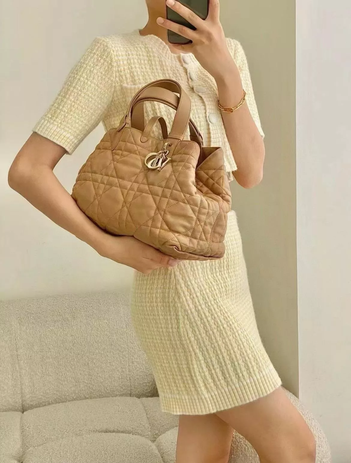 Dior 高訂版｜迪奧 Toujour購物袋 焦糖色 中號/托特包 可手提肩背 28.5cm