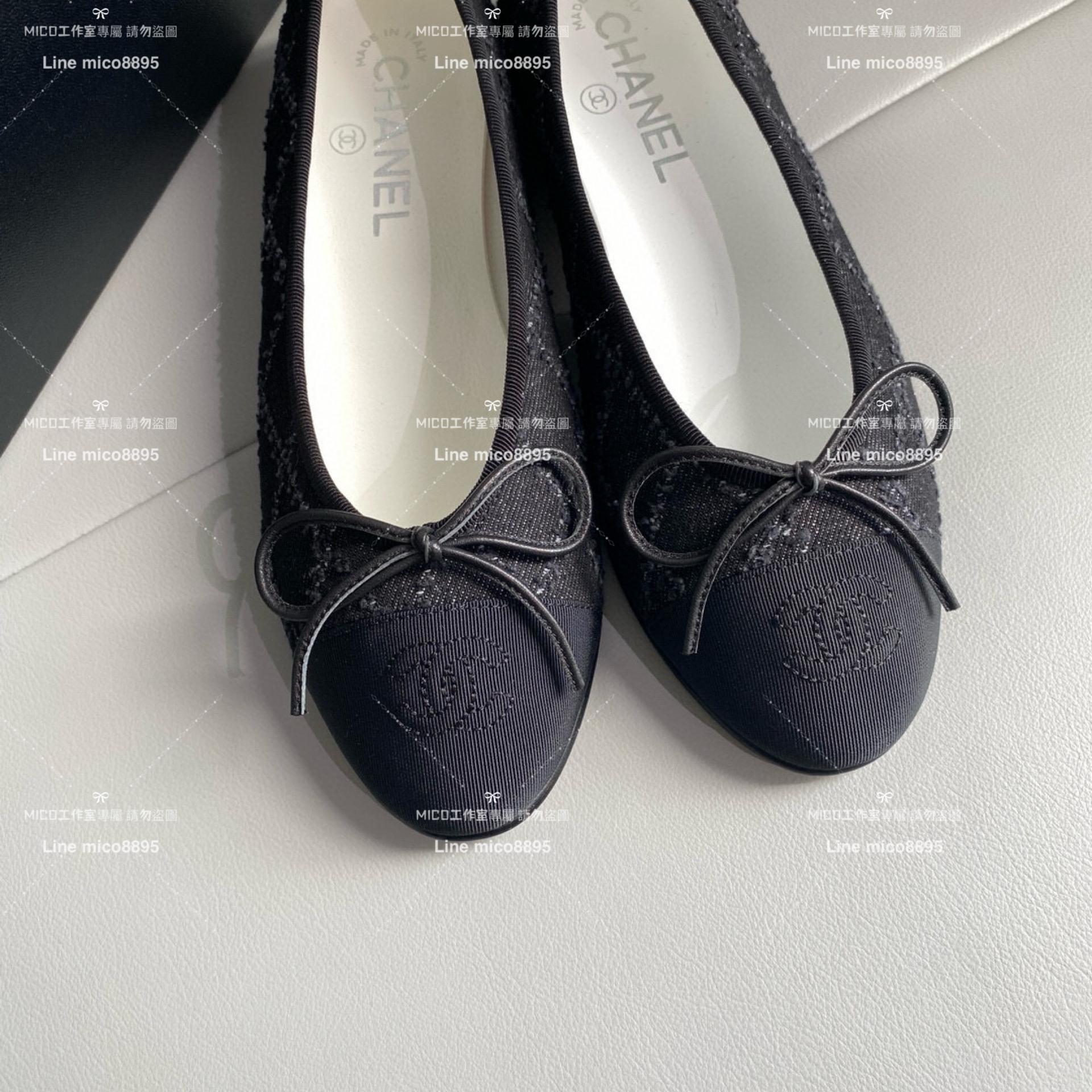 CHANEL 小香 經典款芭蕾舞鞋 牛仔黑菱格 平底鞋/女鞋 Size：35-39（34.40.41.42定做不退换）