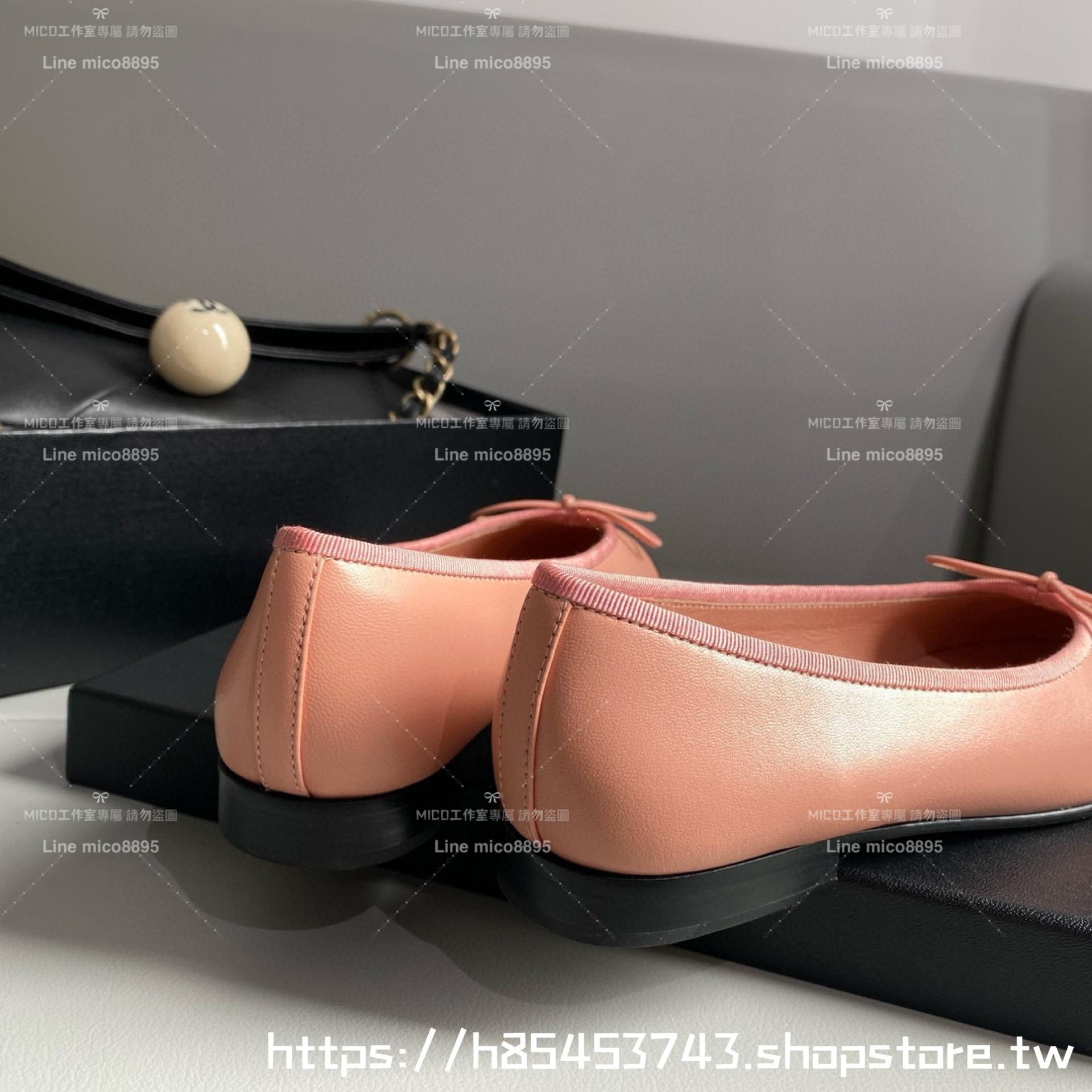 CHANEL 小香 經典款芭蕾舞鞋 桔粉色拼布 平底鞋/女鞋 Size：35-39（34.40.41.42定做不退换）