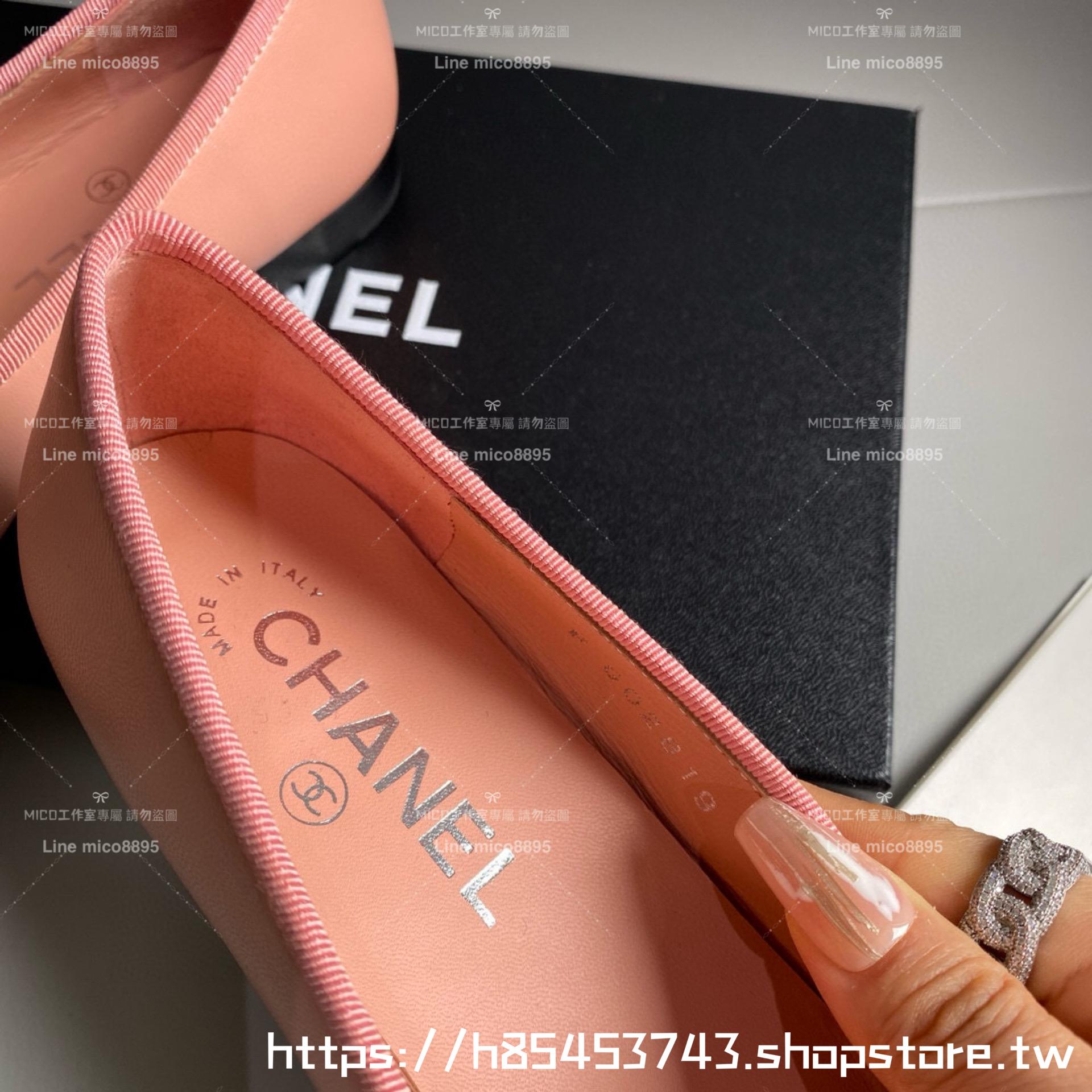 CHANEL 小香 經典款芭蕾舞鞋 桔粉色拼布 平底鞋/女鞋 Size：35-39（34.40.41.42定做不退换）