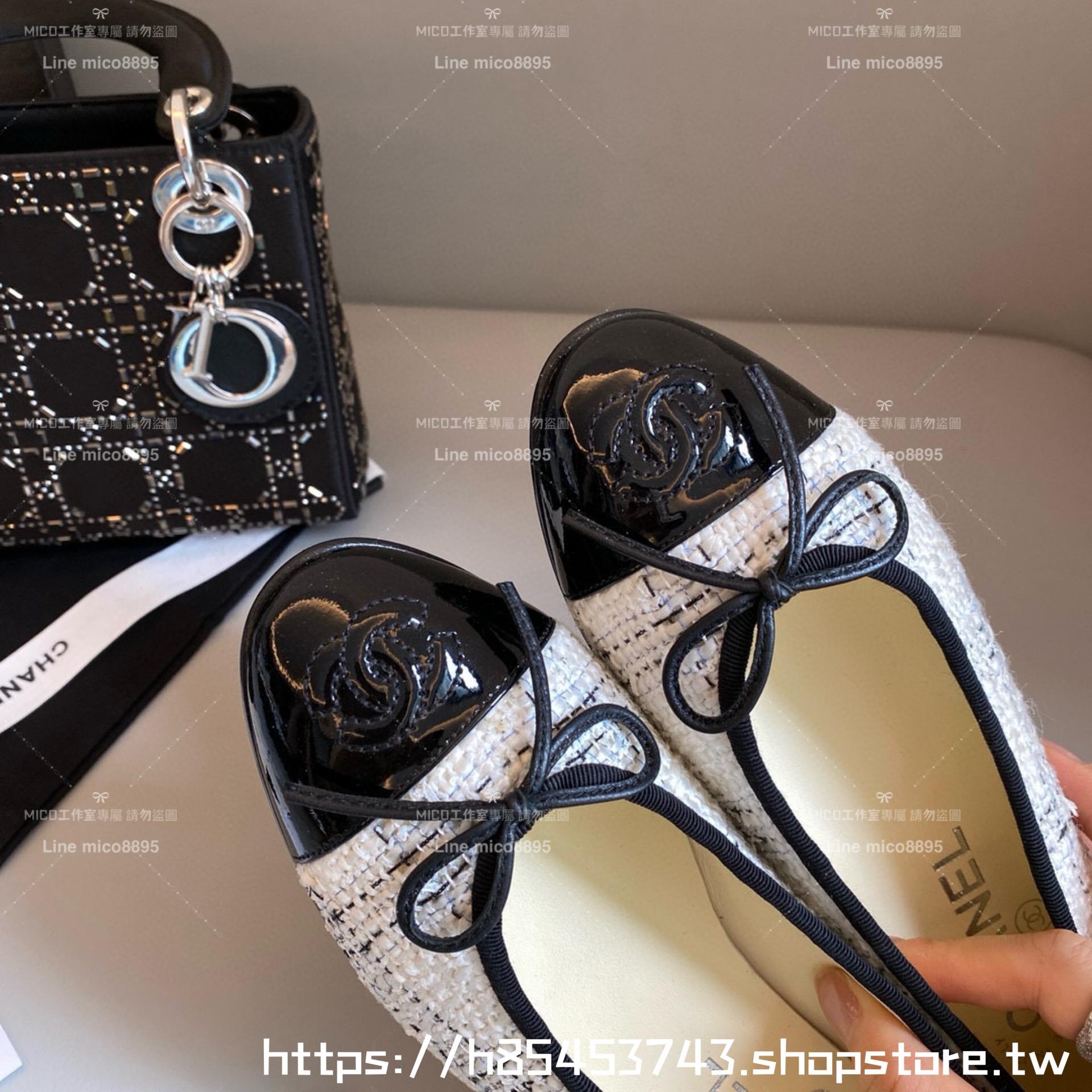 CHANEL 小香 經典款芭蕾舞鞋 呢料拼漆皮 平底鞋/女鞋 Size：35-39（34.40.41.42定做不退换）