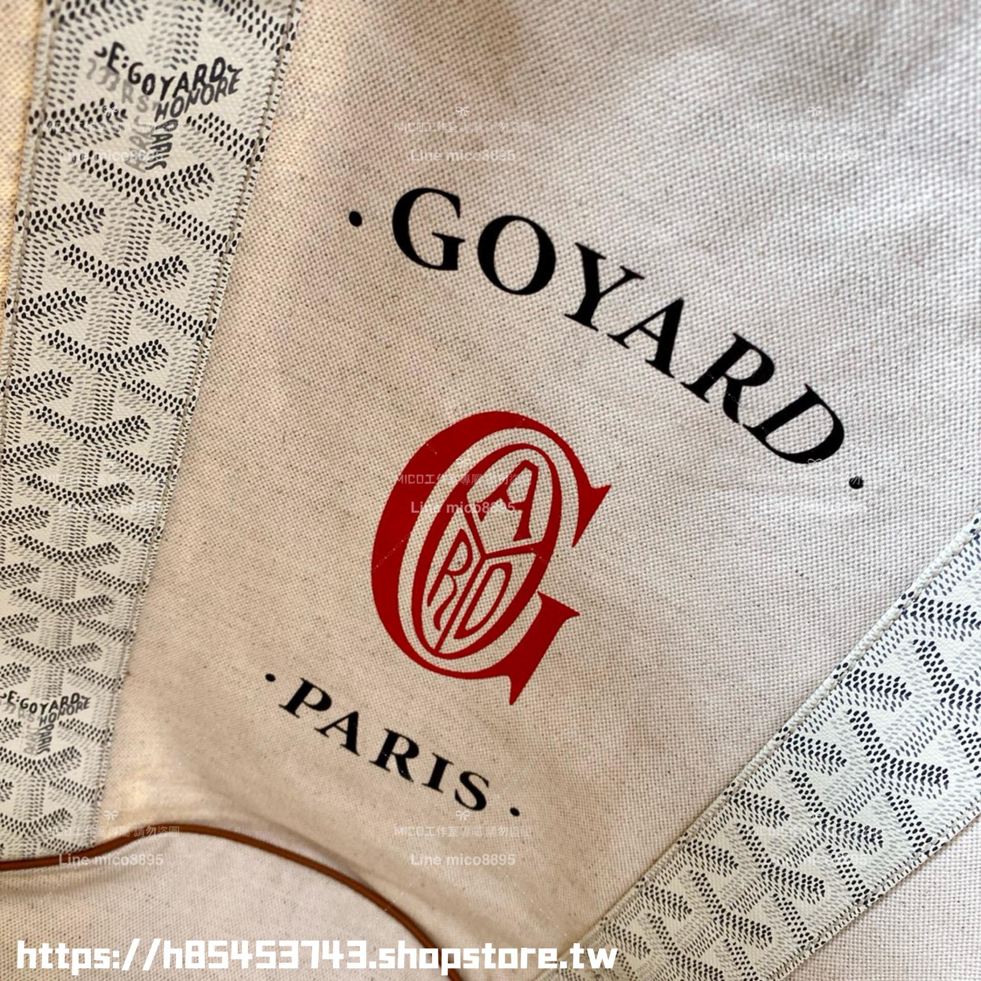 Goyard 雙面款 白色帆布購物袋 拼接logo沙灘包 單肩手提女包