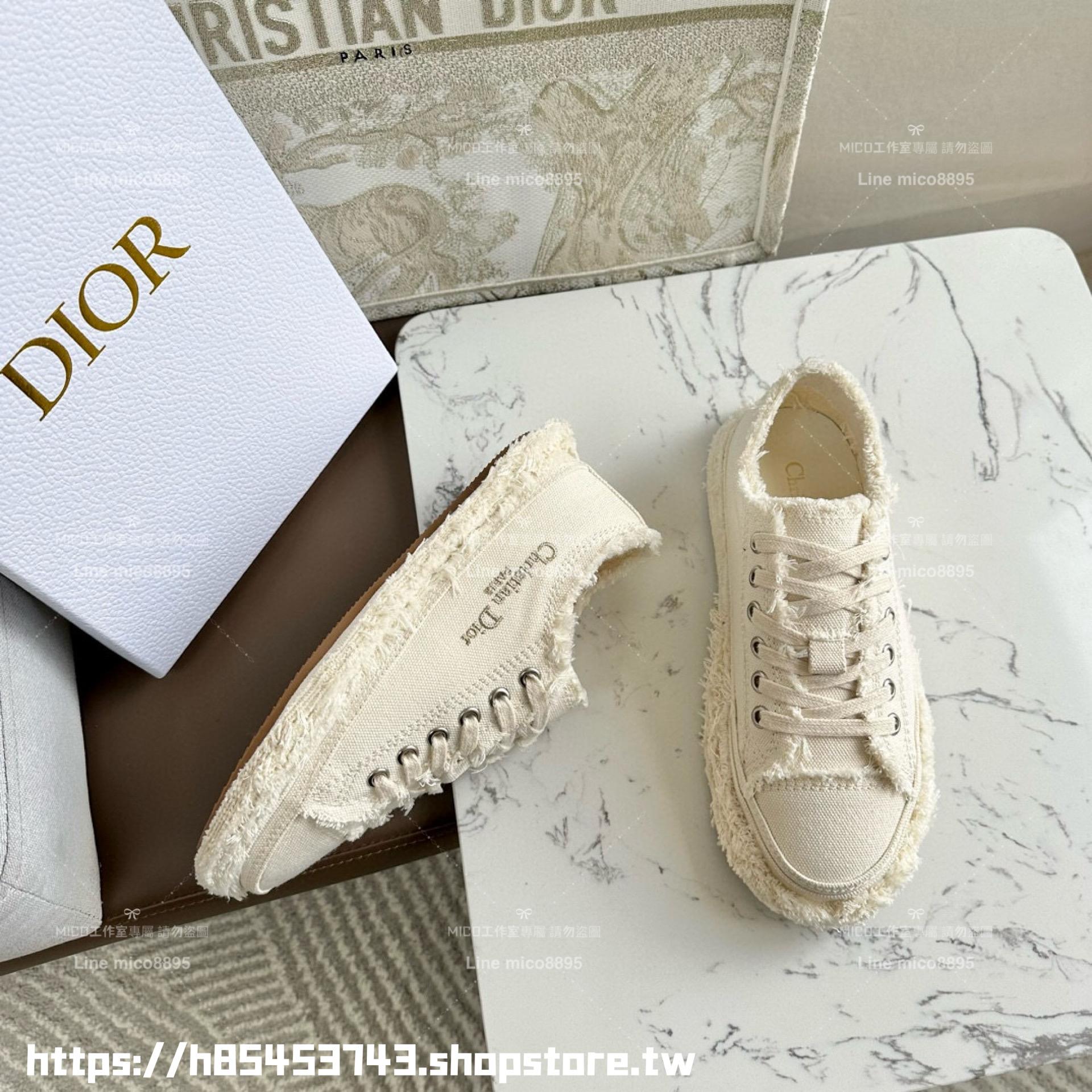 Dior 迪奧 白色 D-Blaze Sneaker新款刺繡厚底乞丐流蘇帆布 板鞋 帆布鞋 35-40