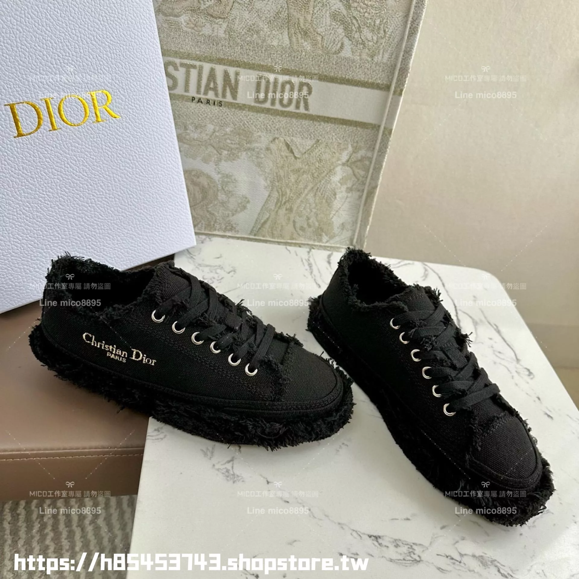 Dior 迪奧 黑色 D-Blaze Sneaker新款刺繡厚底乞丐流蘇帆布 板鞋 帆布鞋 35-40