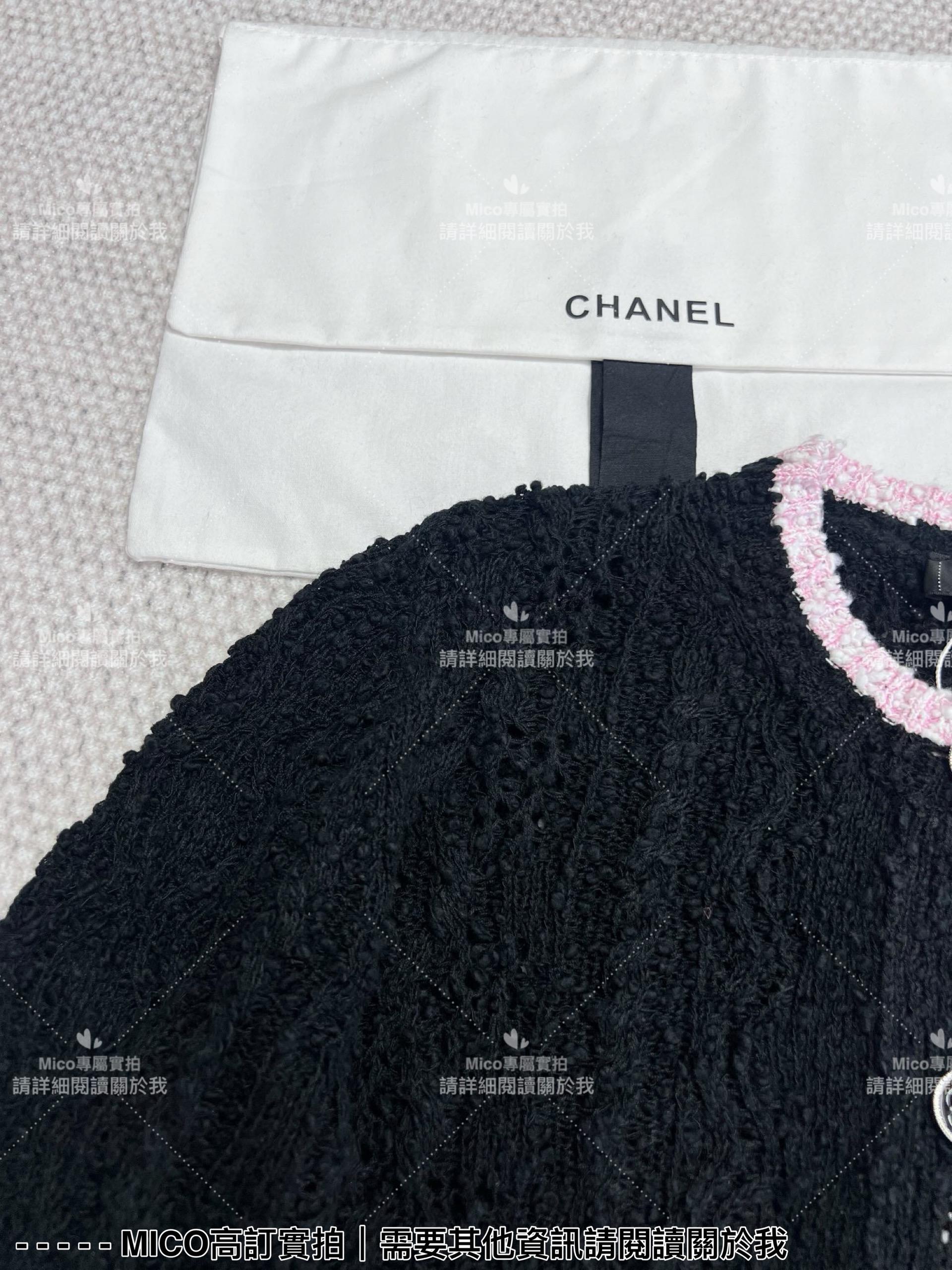 CHANEL 高訂服飾｜24p 黑色鏤空扭繩開衫短版外套 針織衫 36.38.40