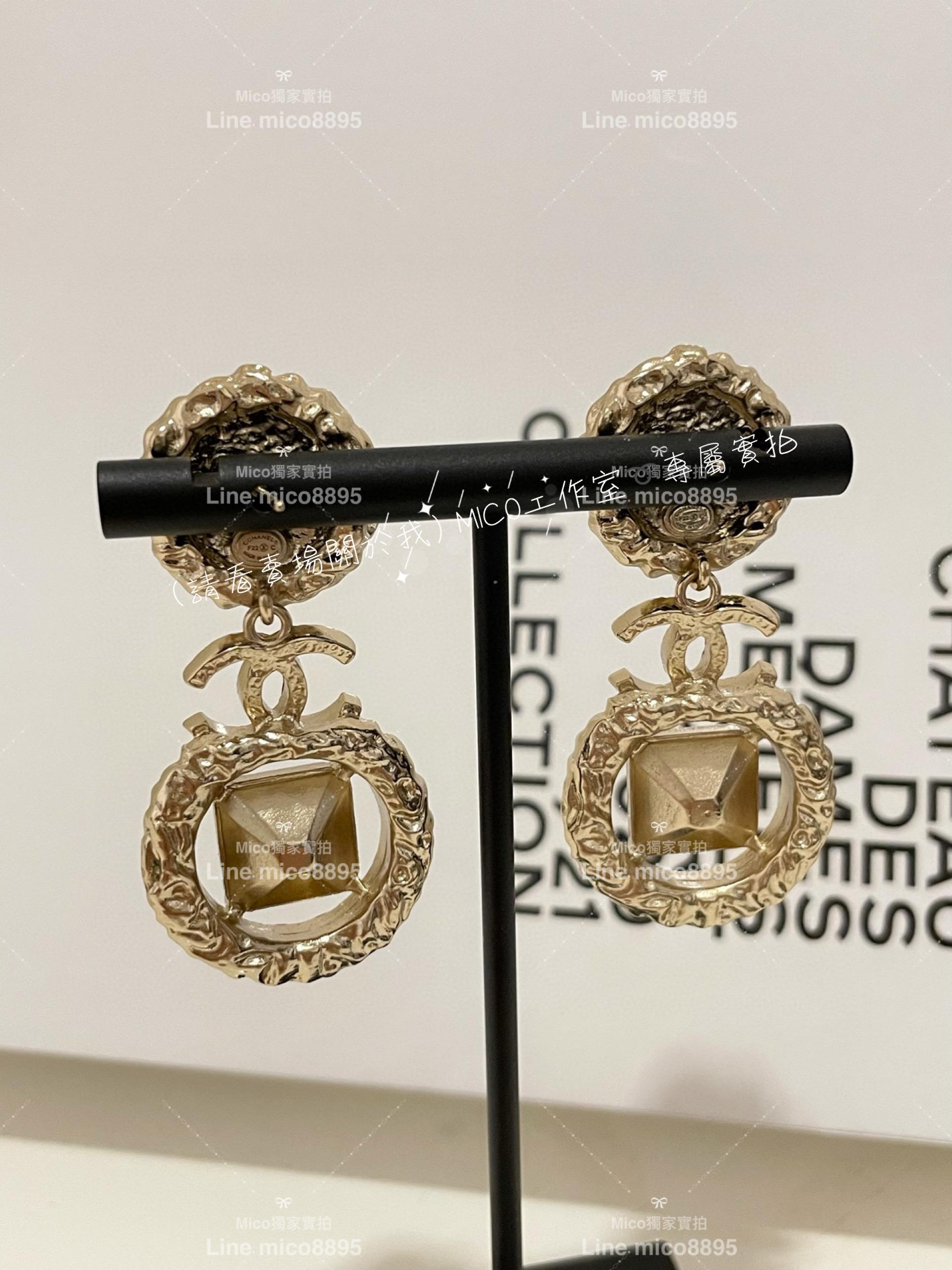 CHANEL 小香 復古奢華款 熔岩系列珍珠垂墜式耳環