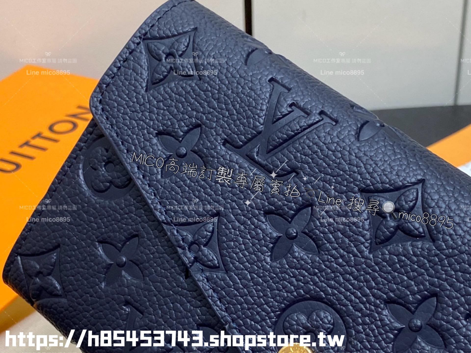 LV 路易威登｜m81049 海軍藍壓紋皮革 信封式Sarah錢夾/長夾 兩折長夾 19cm